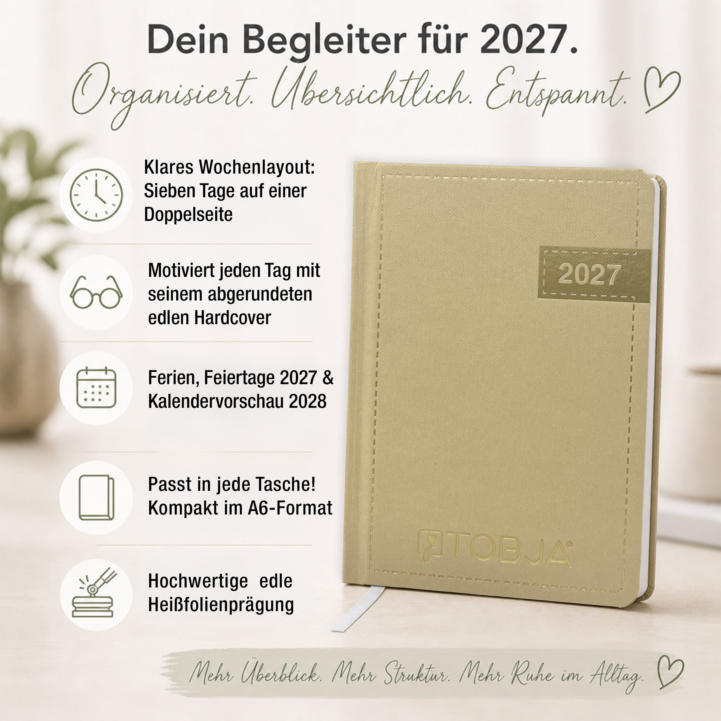 Taschenkalender 2027 A6 Denim Beige