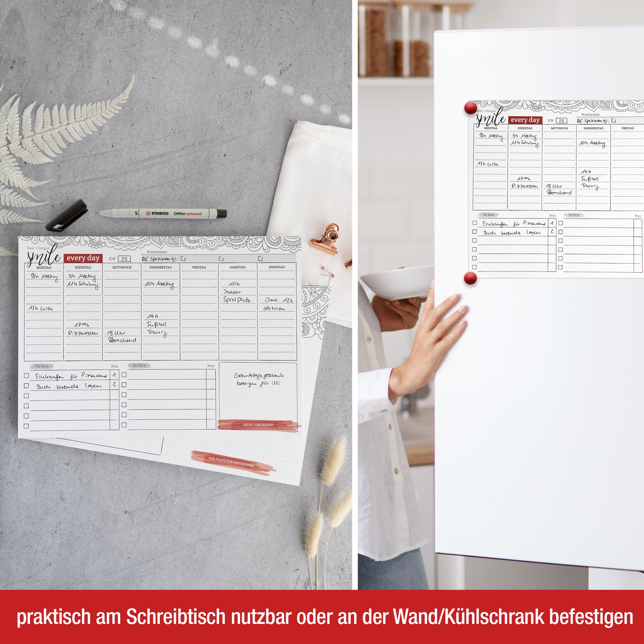Wochenplaner abwischbar inkl. Stift Wochenplaner abwischbar inkl. Stift