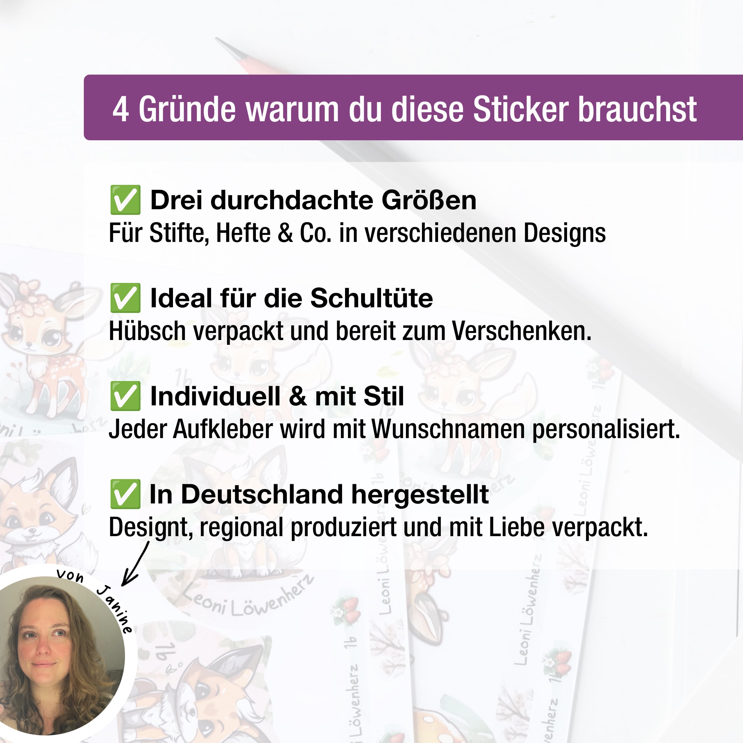 Sticker Set Waldtiere Grundschule personalisiert Name