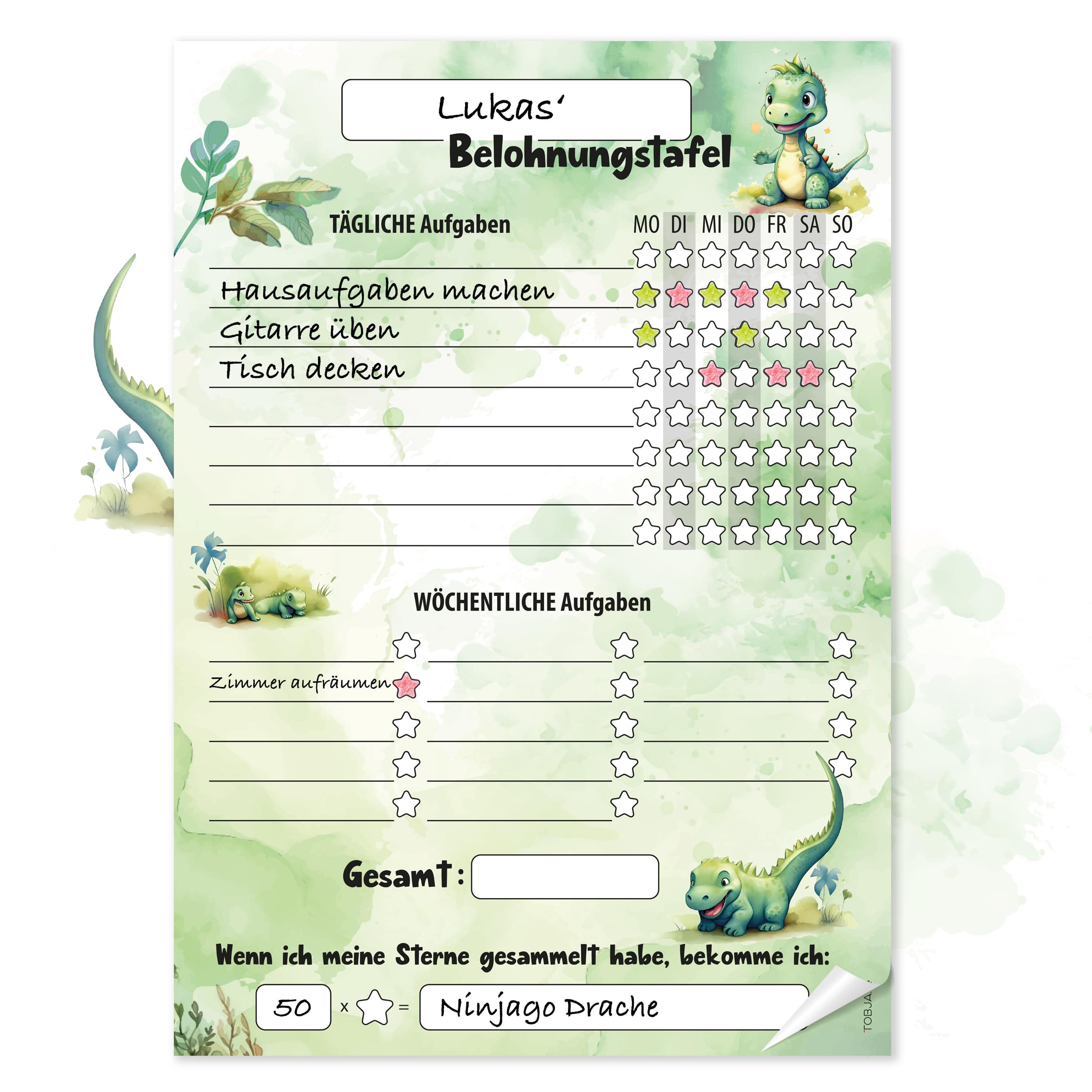 Belohnungstafel Kinder 25 Blatt Dino Belohnungstafel Kinder 25 Blatt Dino