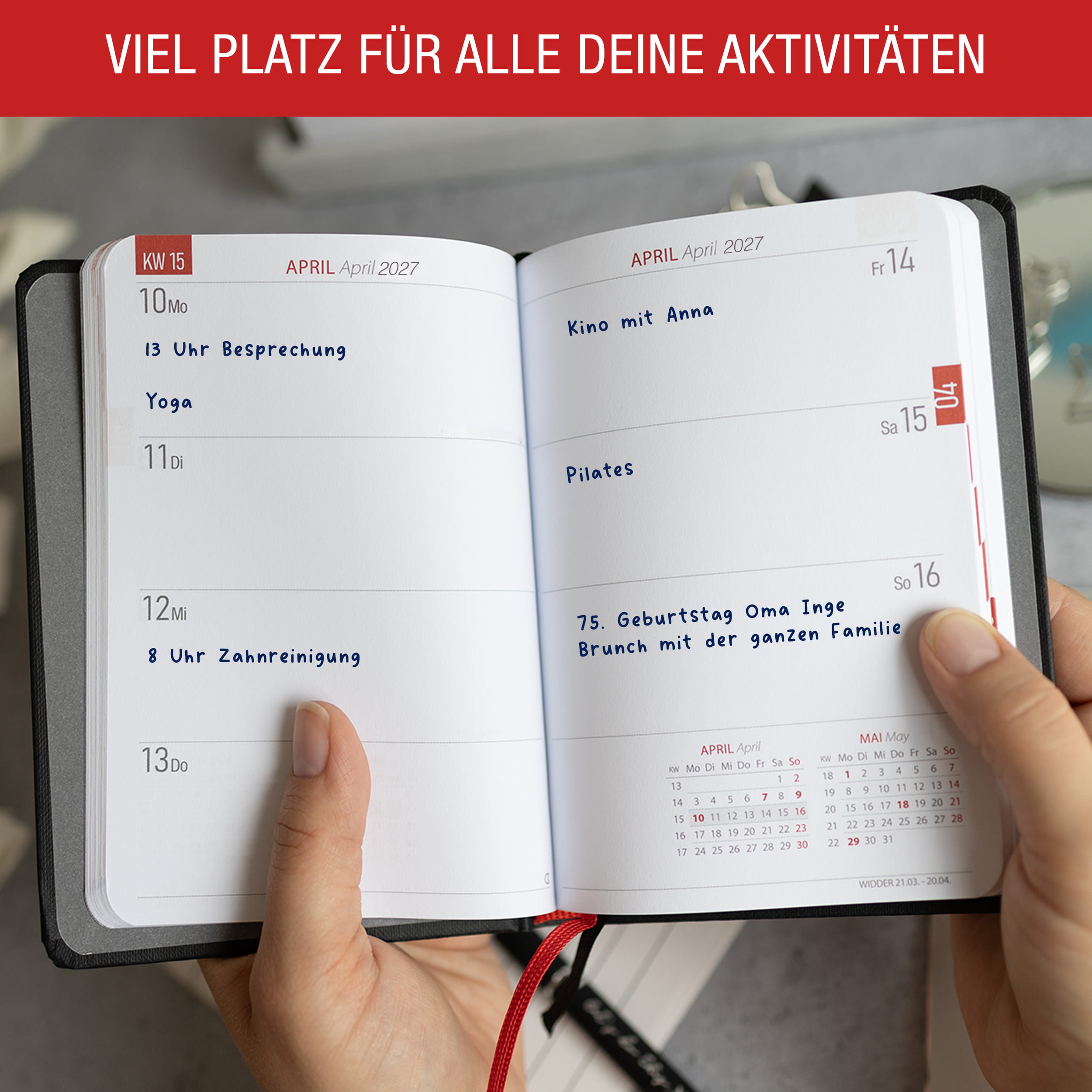 Taschenkalender 2027 A6 Schwarz - Hardcover & FSC