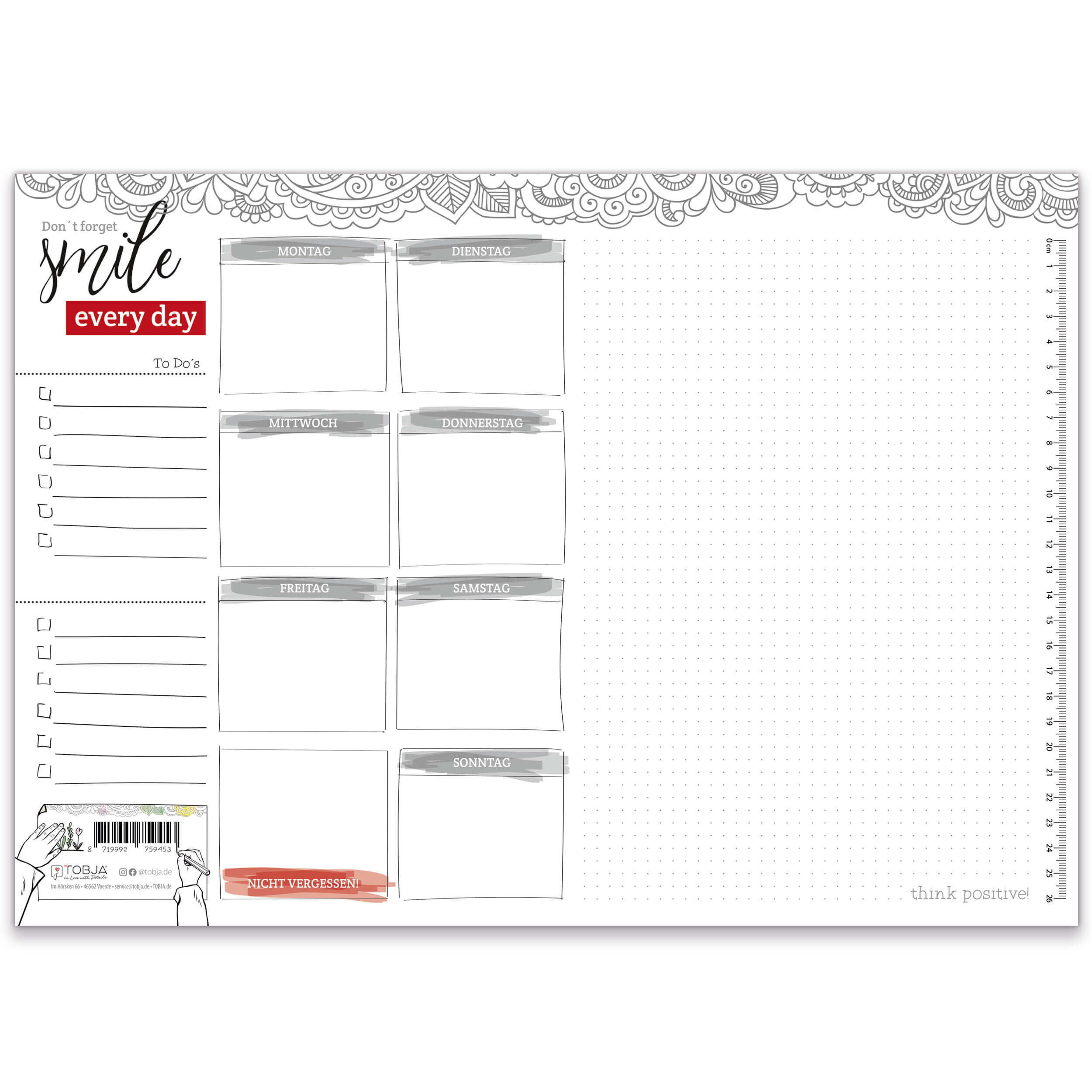 Schreibtischunterlage Wochenplaner aus Papier DIN A3
