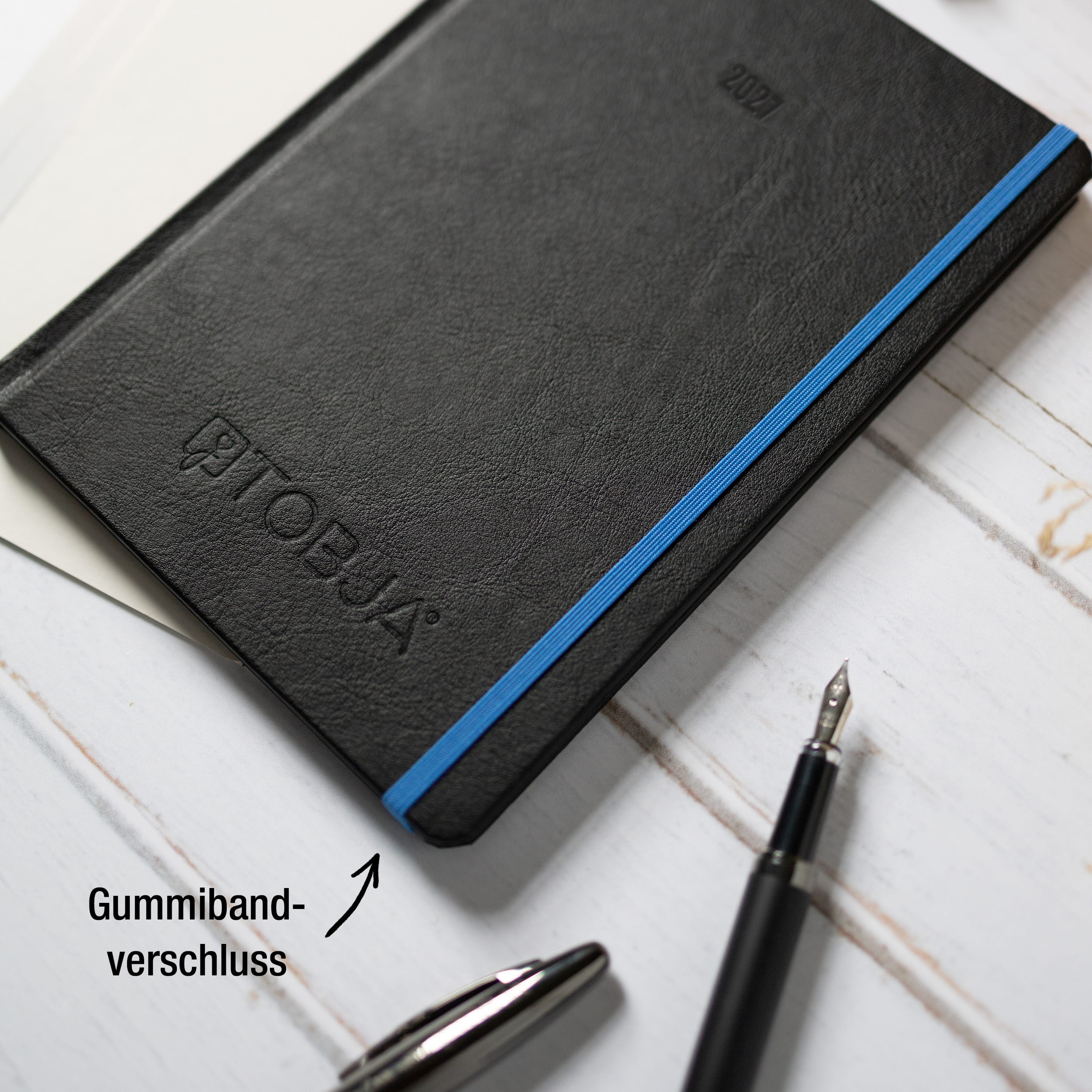 Buchkalender 2027 A5 Nero Blau Halbstunden