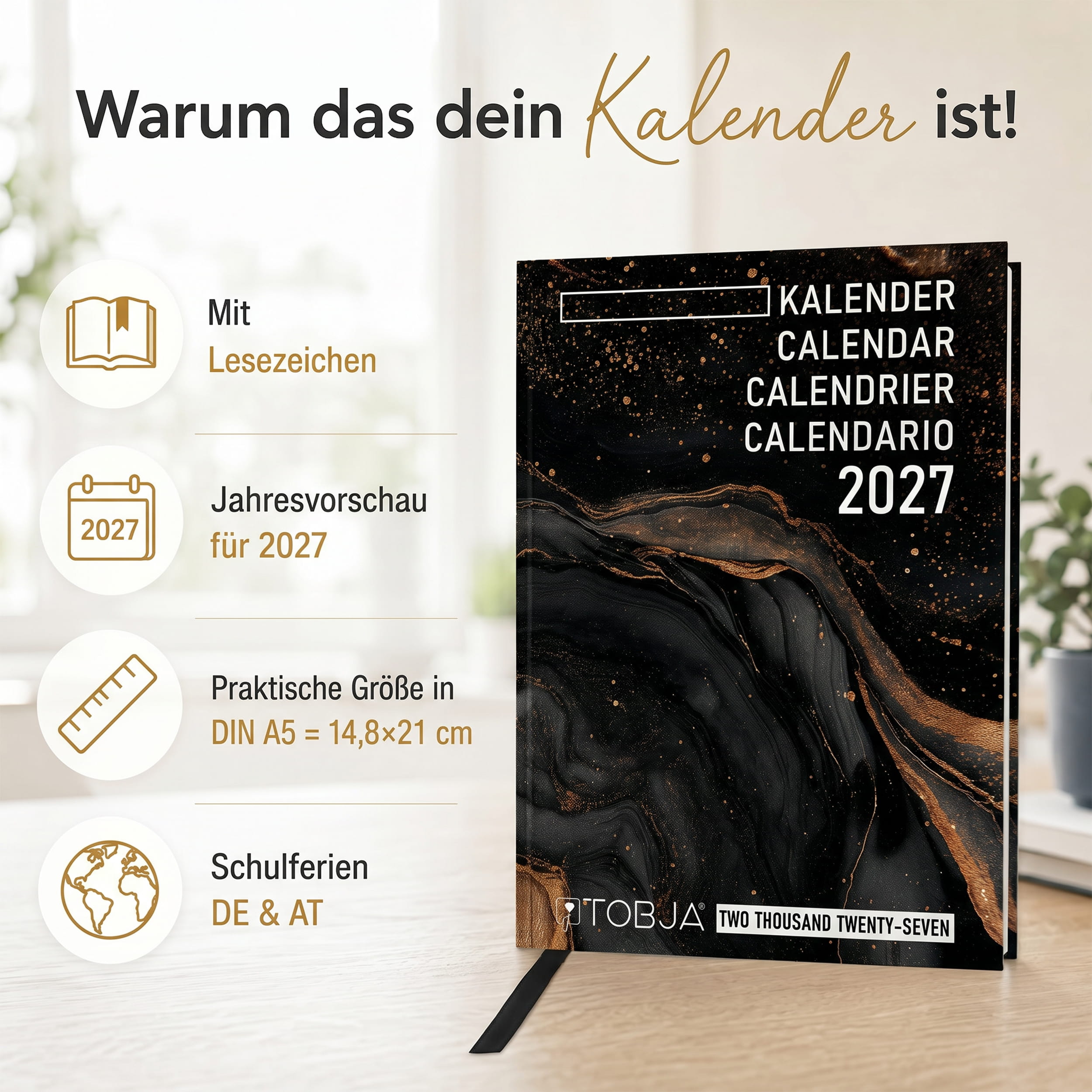 PlanWise Marbel Buchkalender 2027 A5
