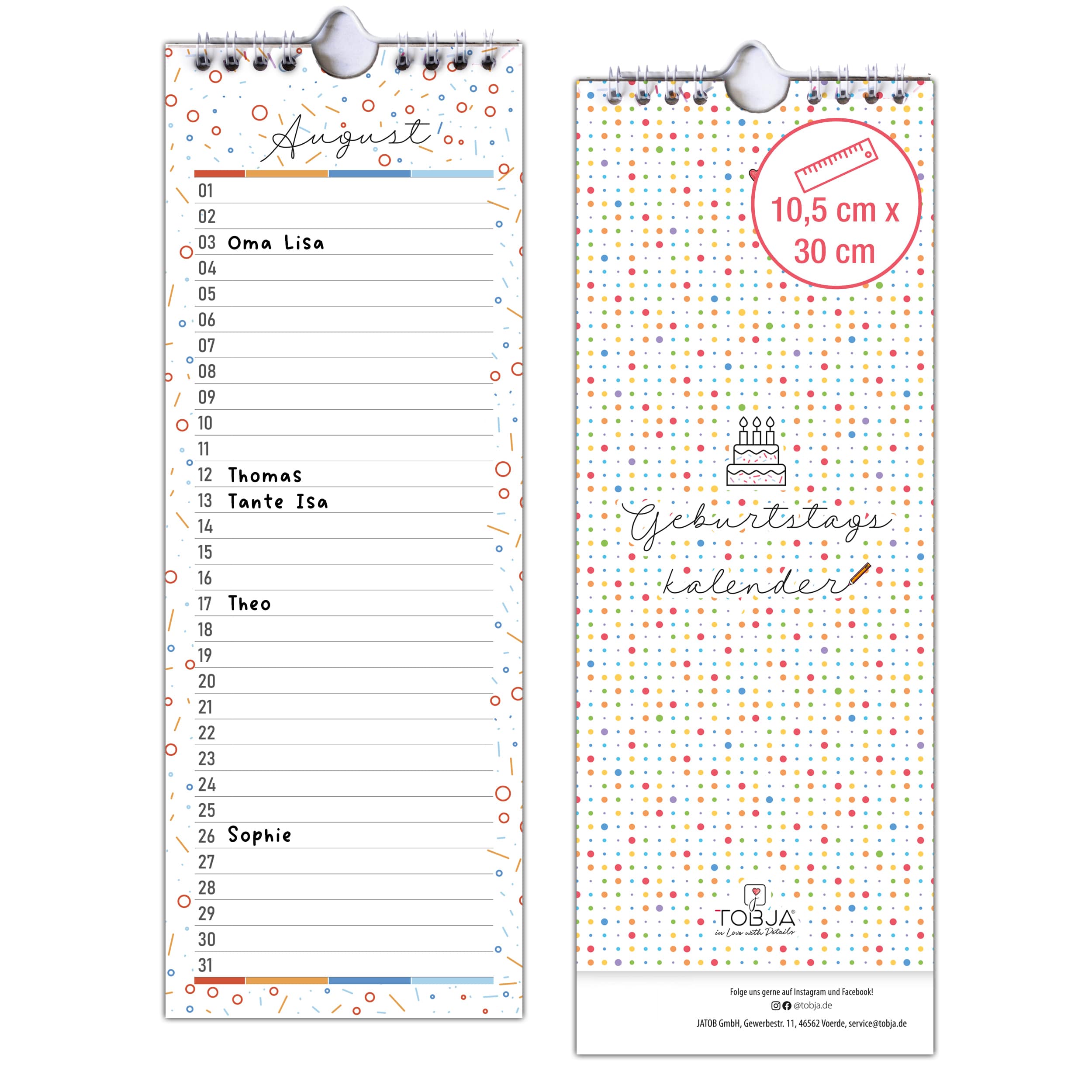 Geburtstagskalender Wire-O Bunt