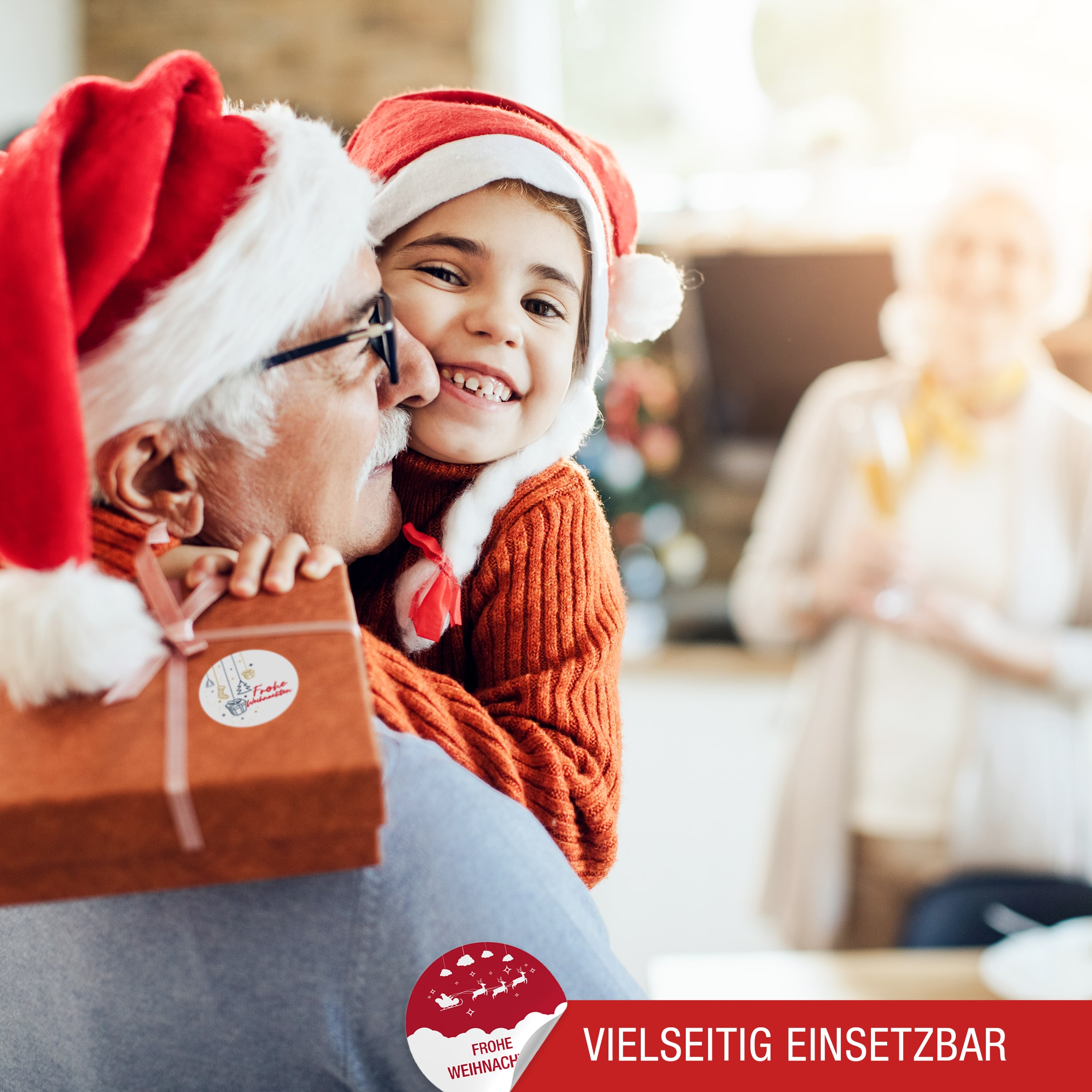 96 Aufkleber "Frohe Weihnachten" weiß