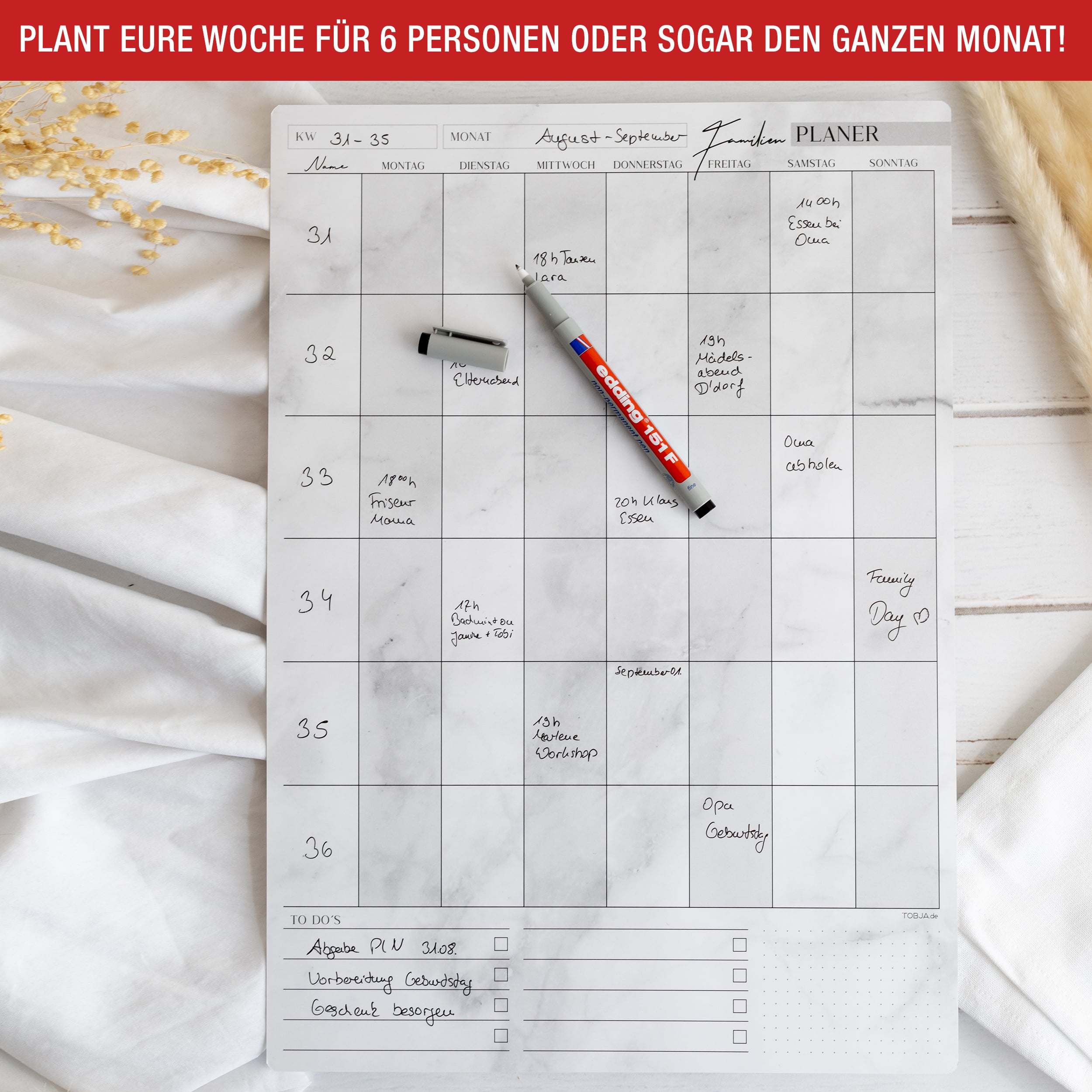 Familienplaner A3 abwischbar