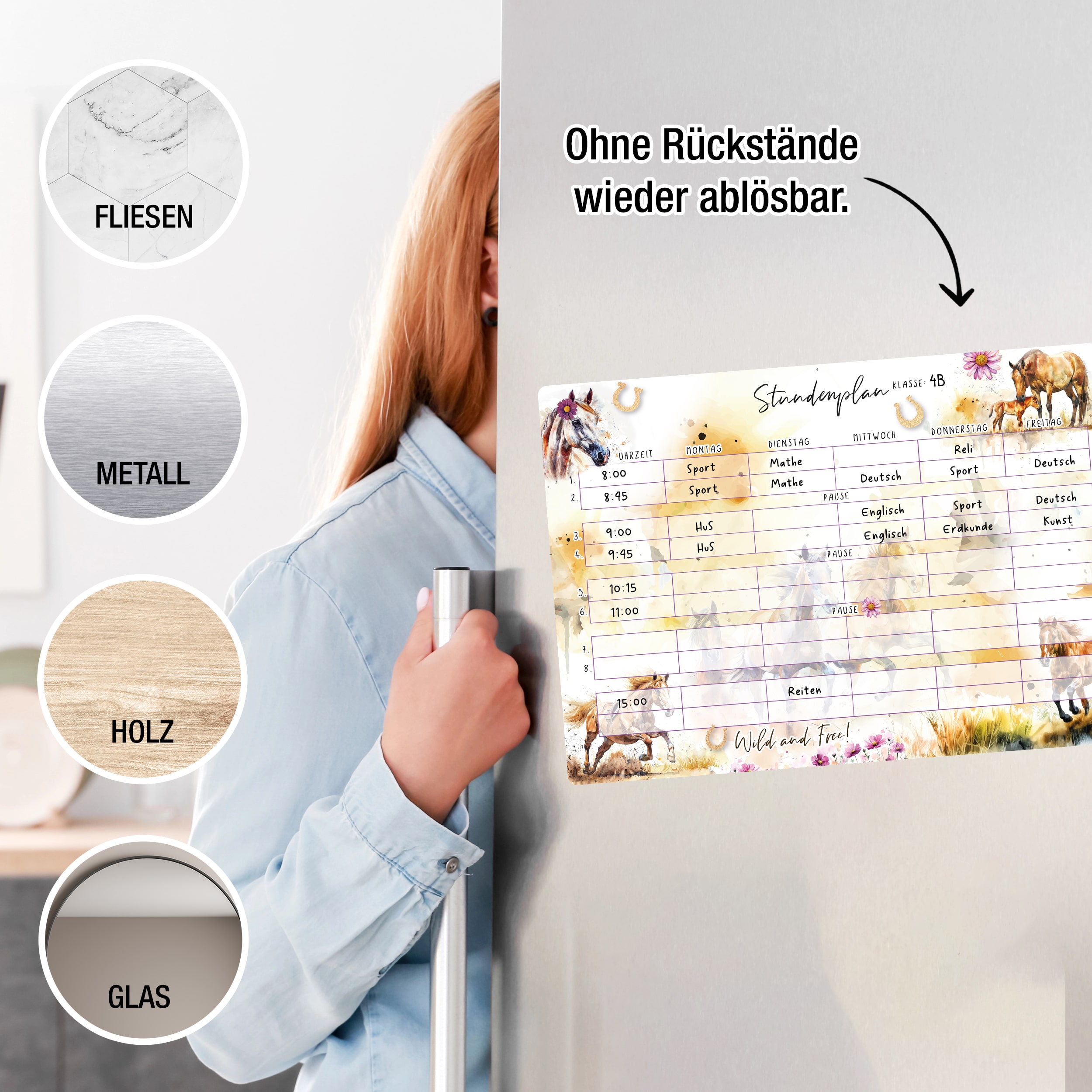 Stundenplan A4 "Pferde" wiederverwendbar Stundenplan A4 "Pferde" wiederverwendbar