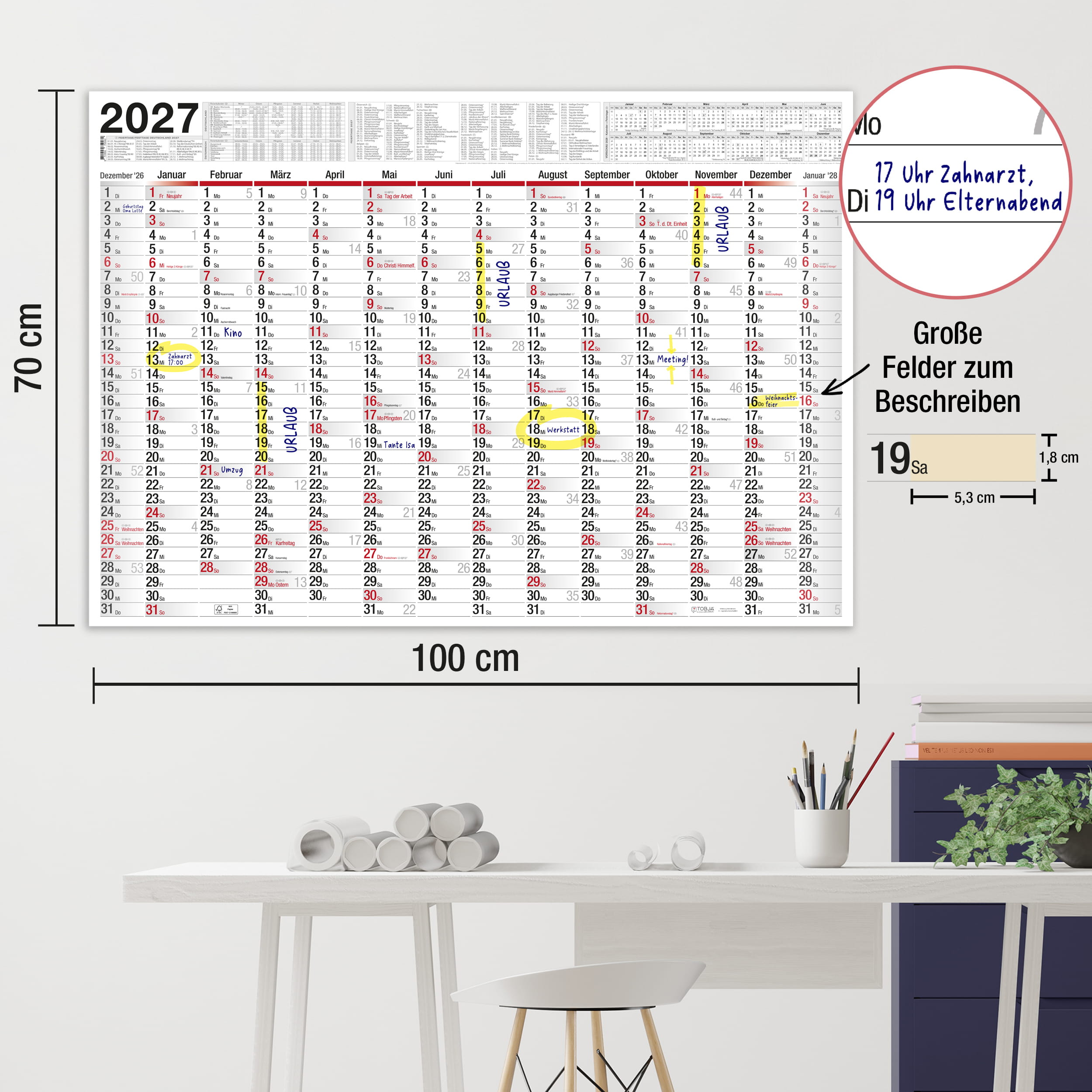 XXL Wandkalender 2026 2x Kalender gerollt