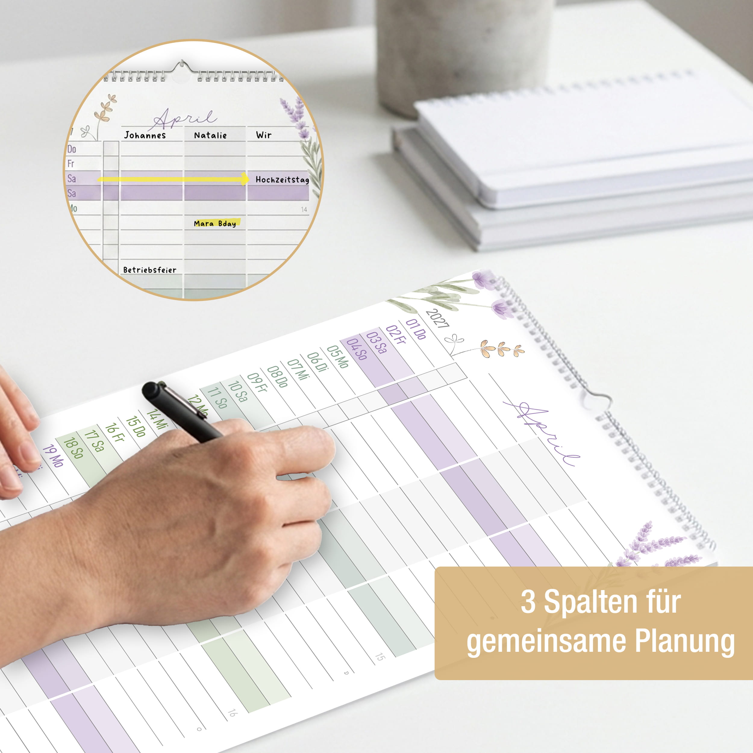 Paarkalender 2027 Pampas – 3 Spalten Paarplaner