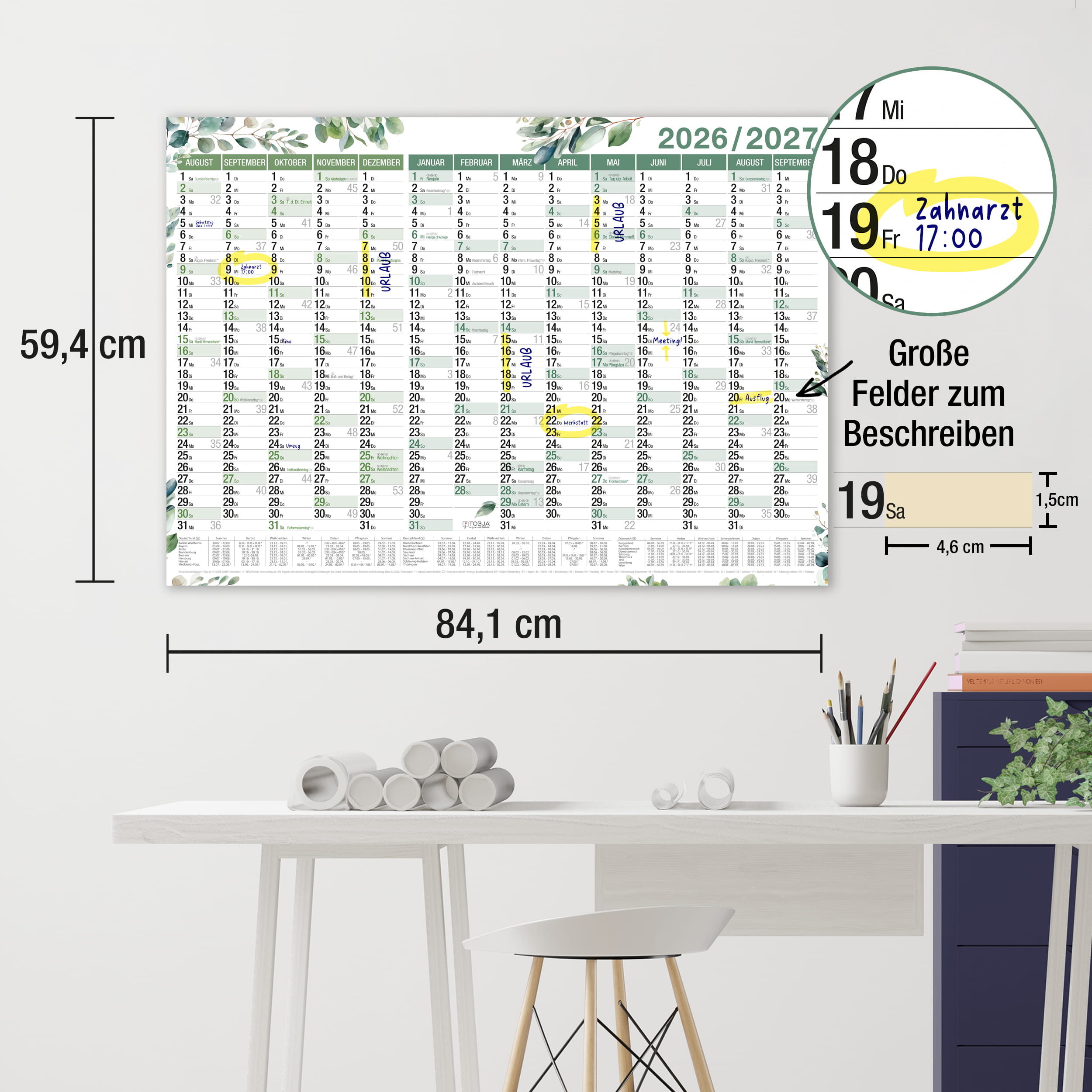 Schuljahreskalender A1 2026/2027 „Eukalyptus"