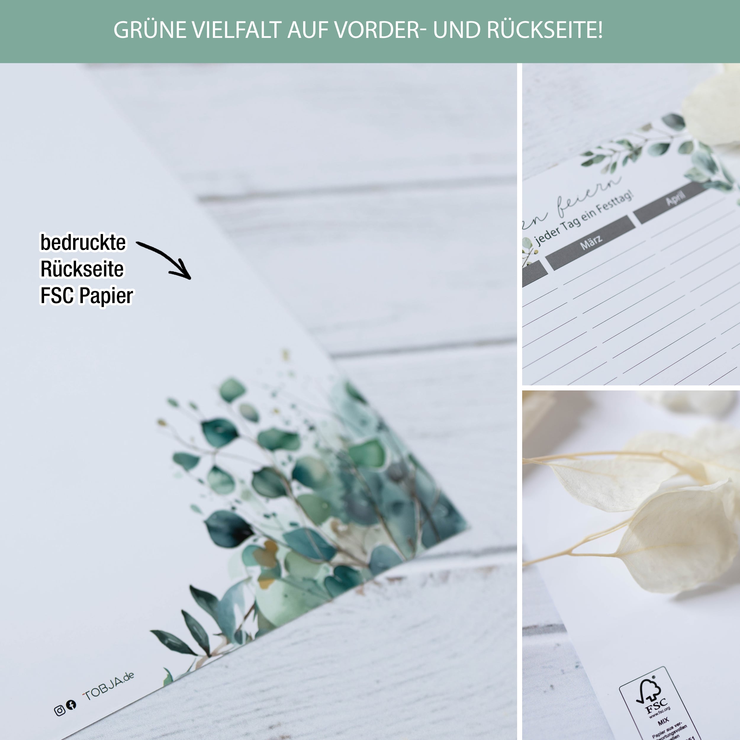 Geburtstagskalender A4 2er Set "Eukalyptus" Geburtstagskalender A4 2er Set "Eukalyptus"