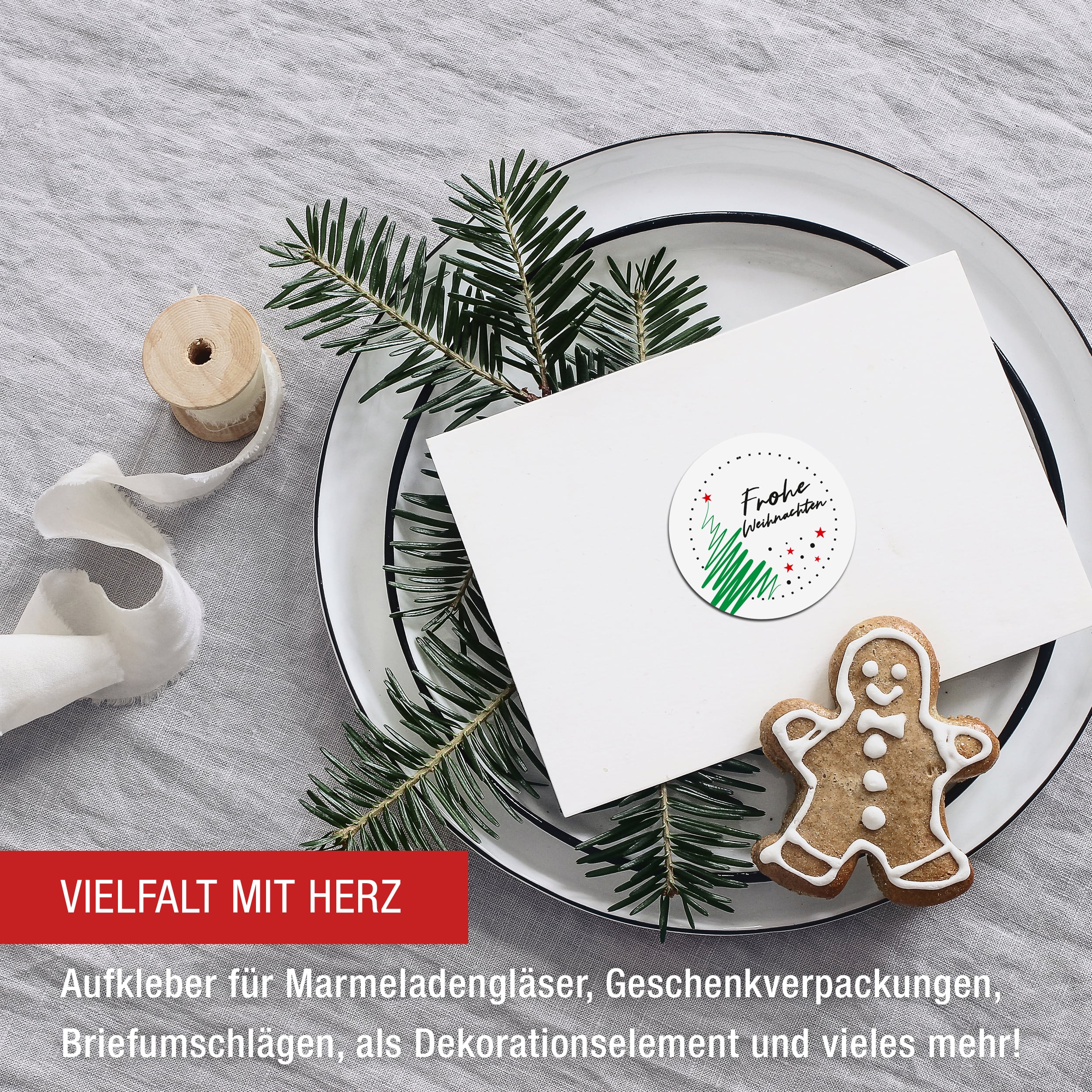 96 Aufkleber "Frohe Weihnachten" weiß 96 Aufkleber "Frohe Weihnachten" weiß