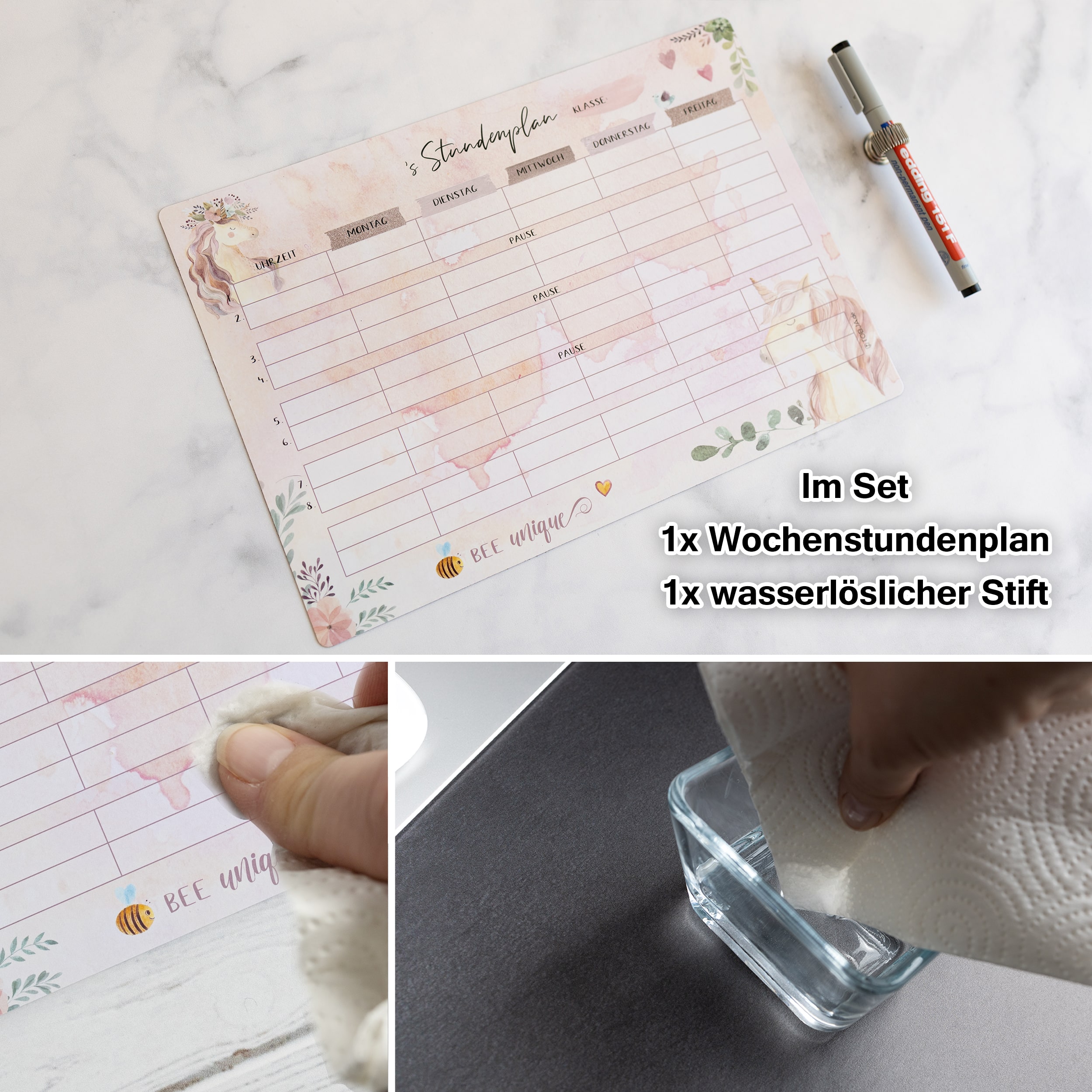 Stundenplan magnetisch "Einhorn"