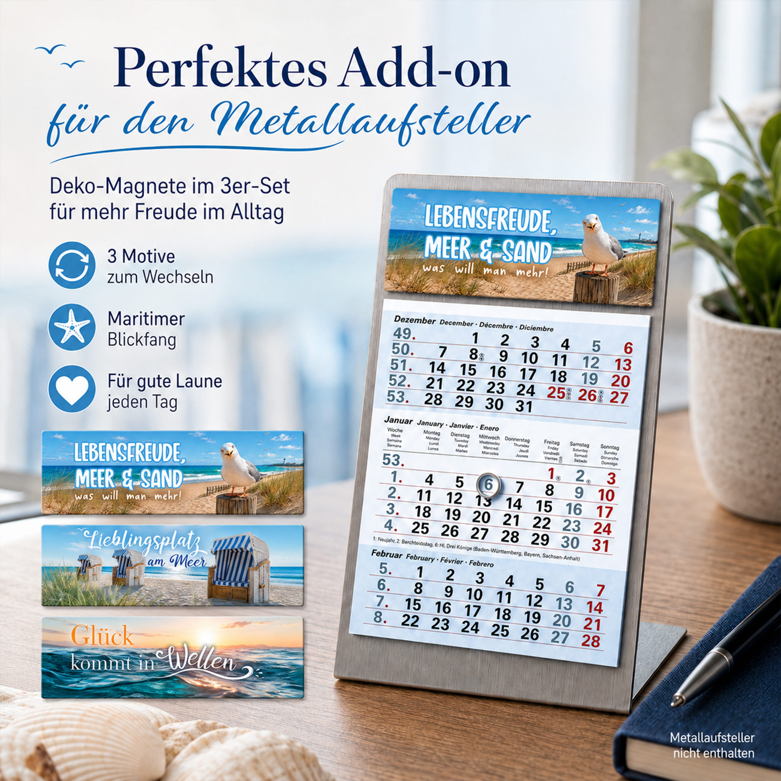 Magnet-System – Magnetset Meer (3 mag. Deko-Streifen für Tischkalender)