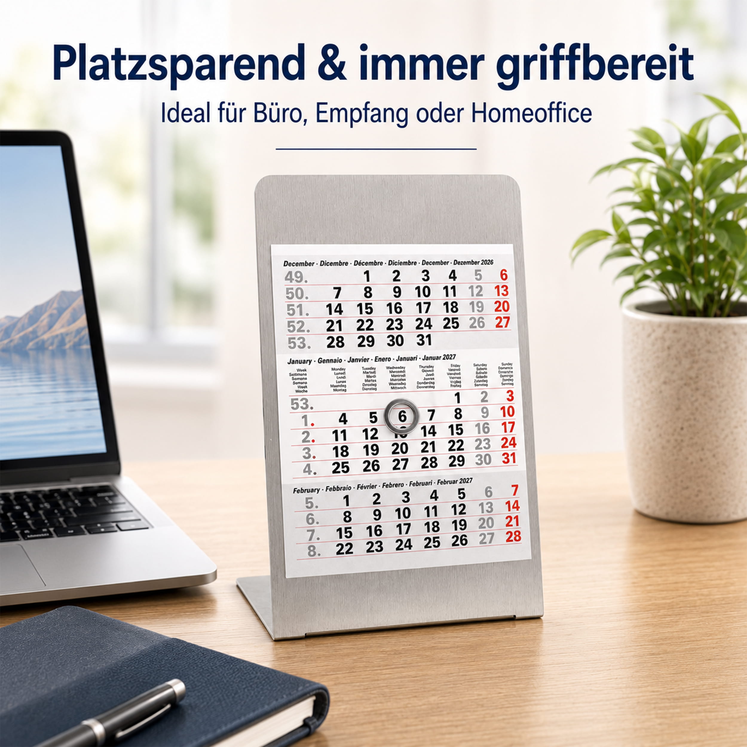 Magnet-System Titan – Tischkalender 2027 mit Metallaufsteller