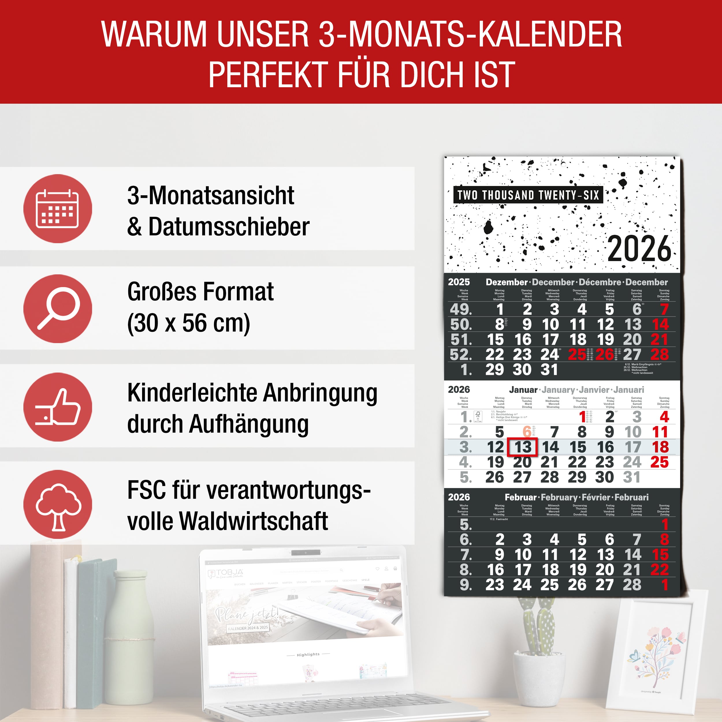 3-Monatskalender 2026 Design 3-Monatskalender 2026 Design