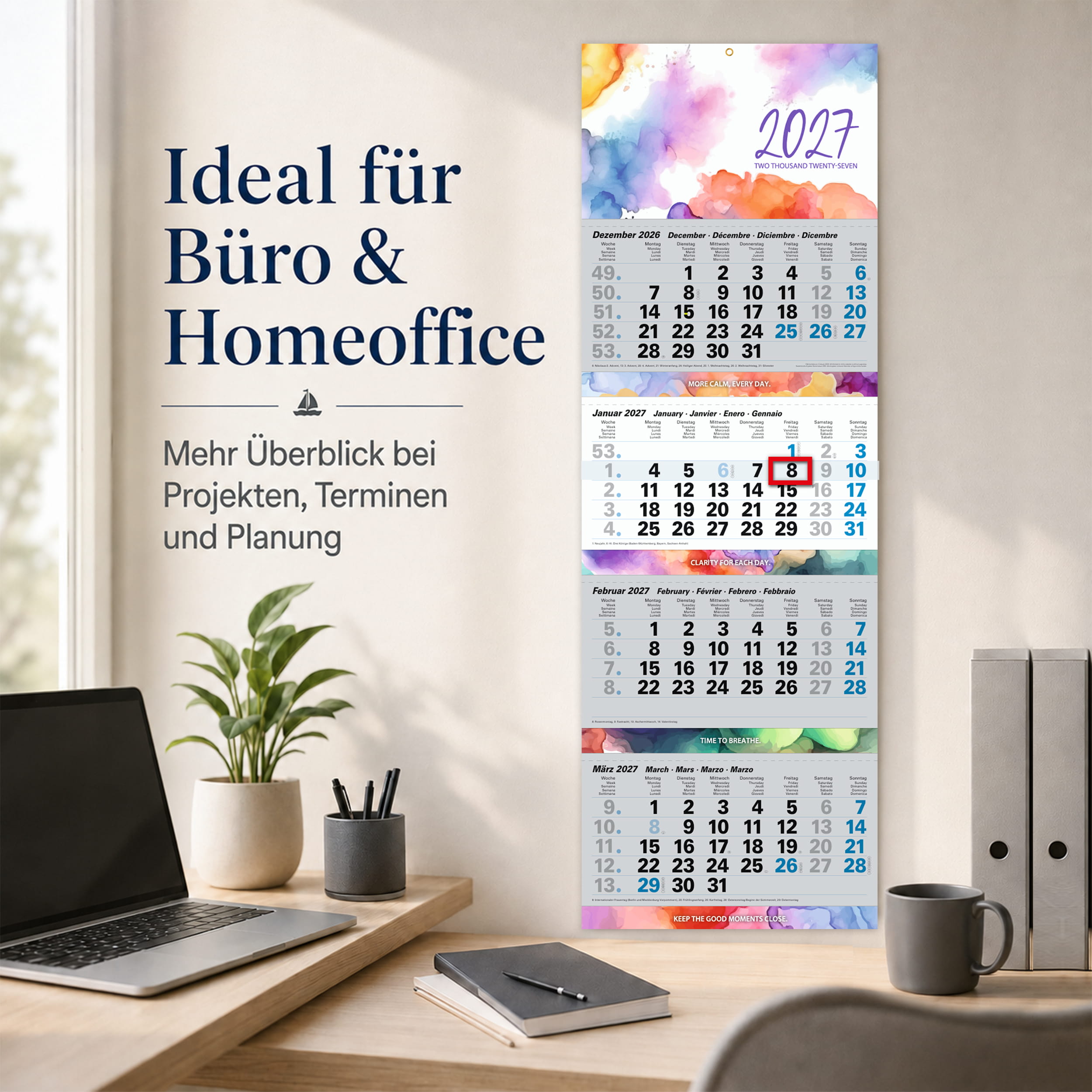 4-Monatskalender 2027 „Aquarell Splash"