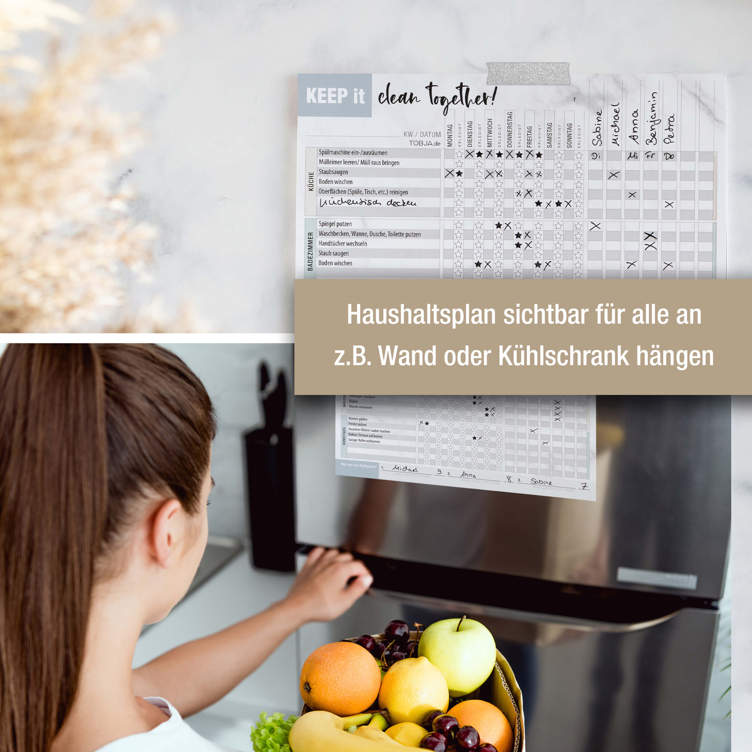 Haushaltsplaner abwischbar inkl. Stift 