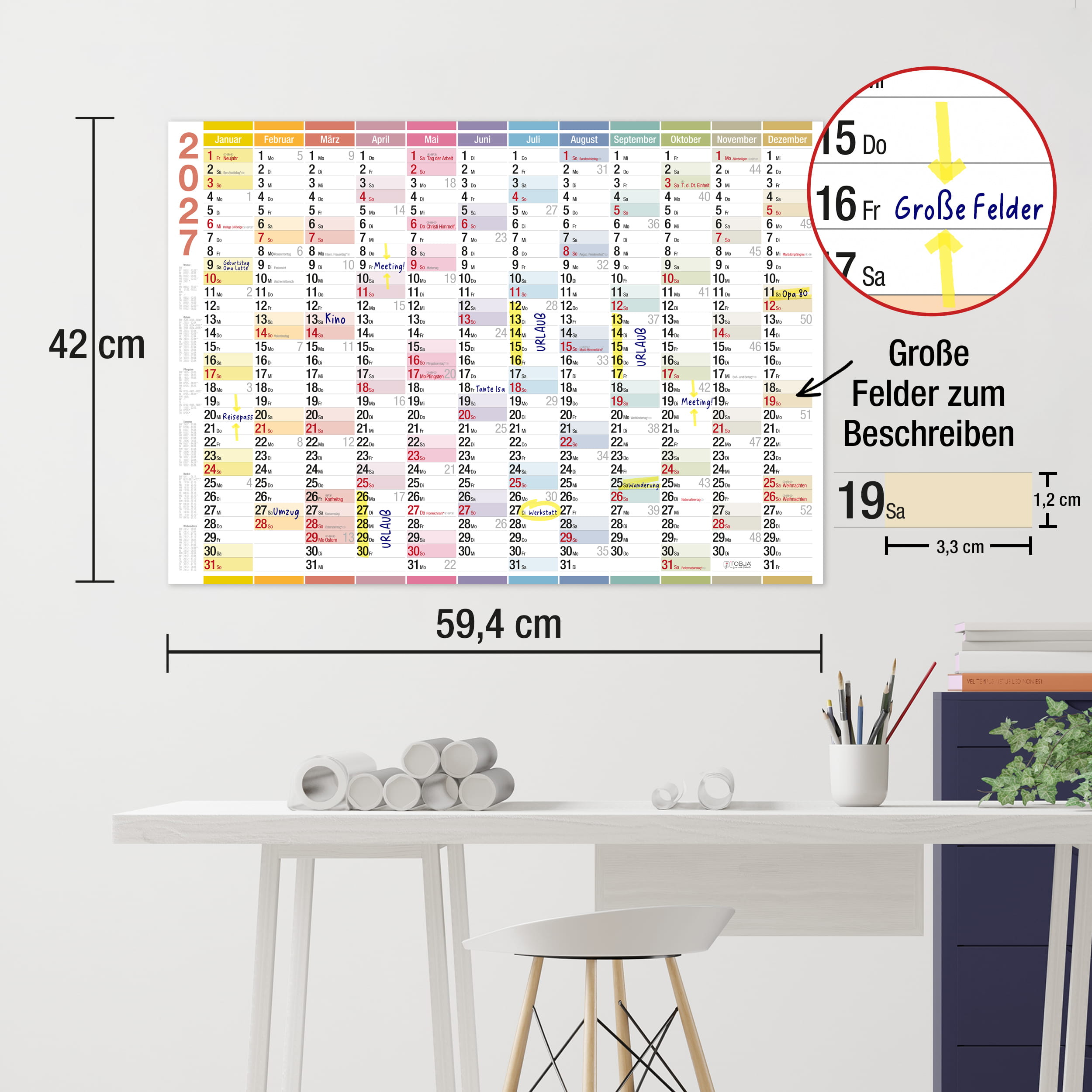 Wandkalender 2027 A2 Color Line