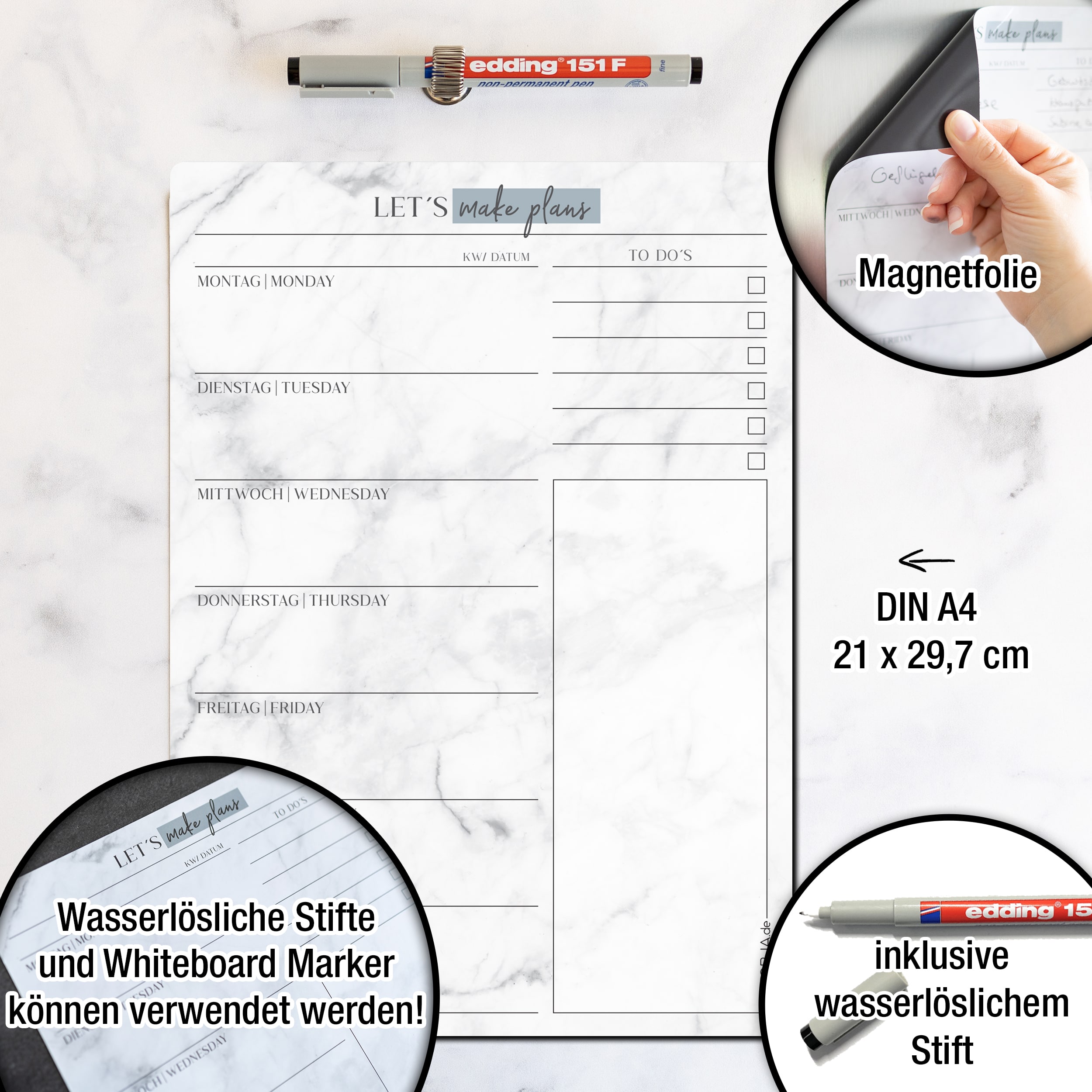 Menüplaner magnetisch inkl. Stift