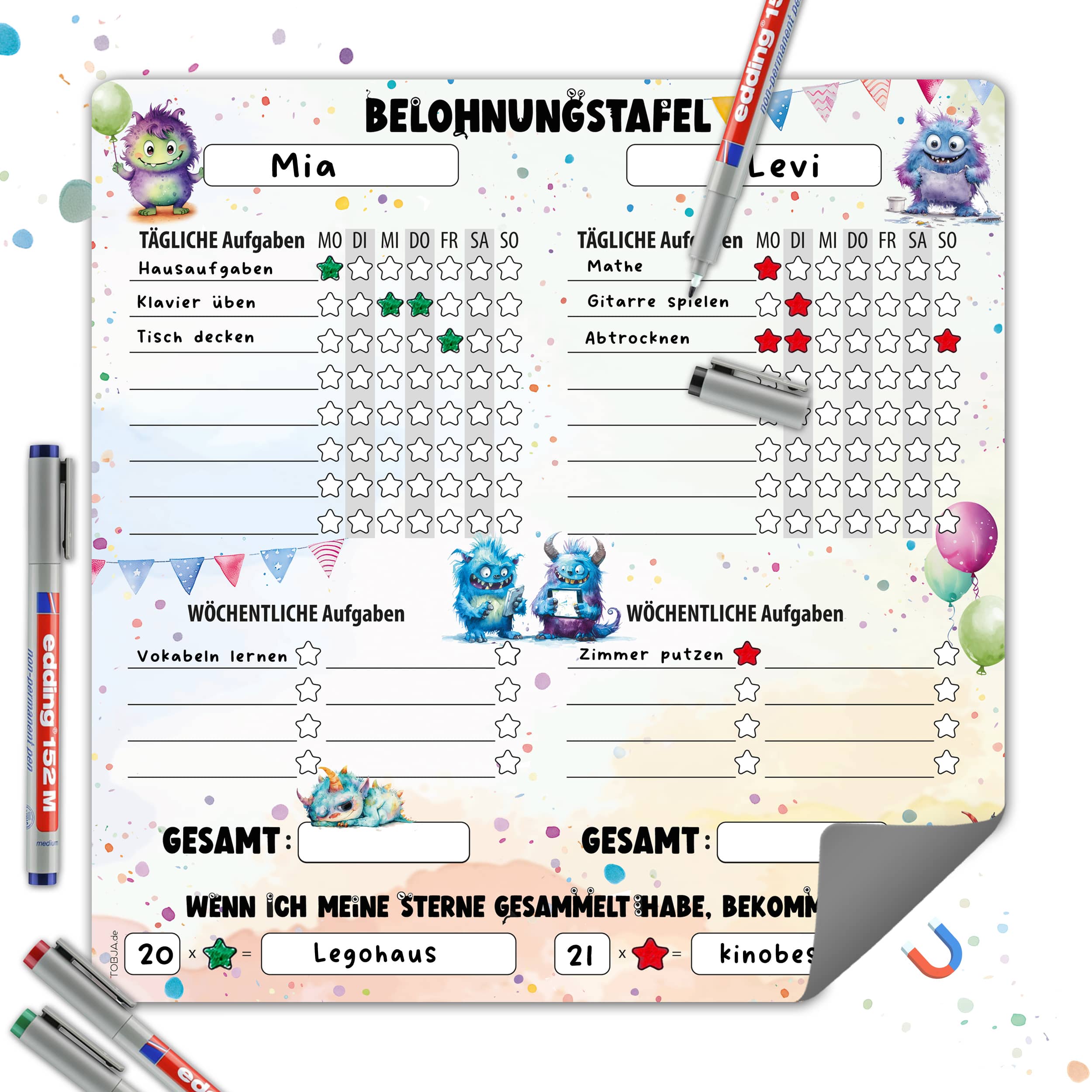 Belohnungstafel für zwei, Monster magnetisch 