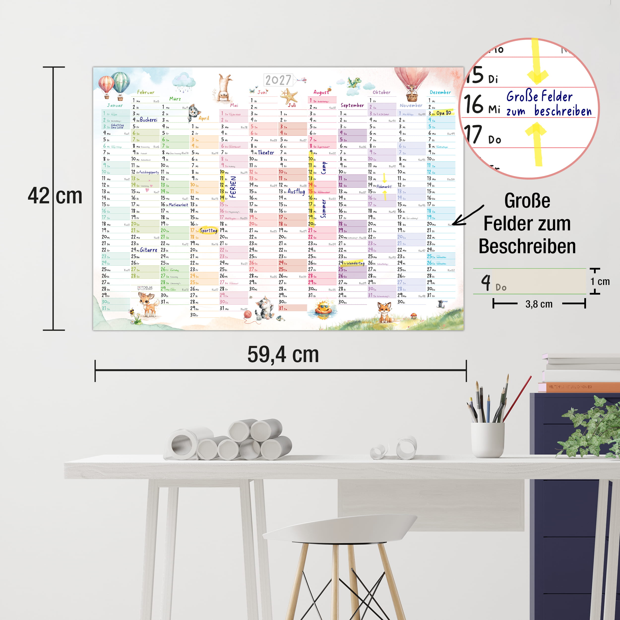 Wandkalender 2027 A2 Tierwelt