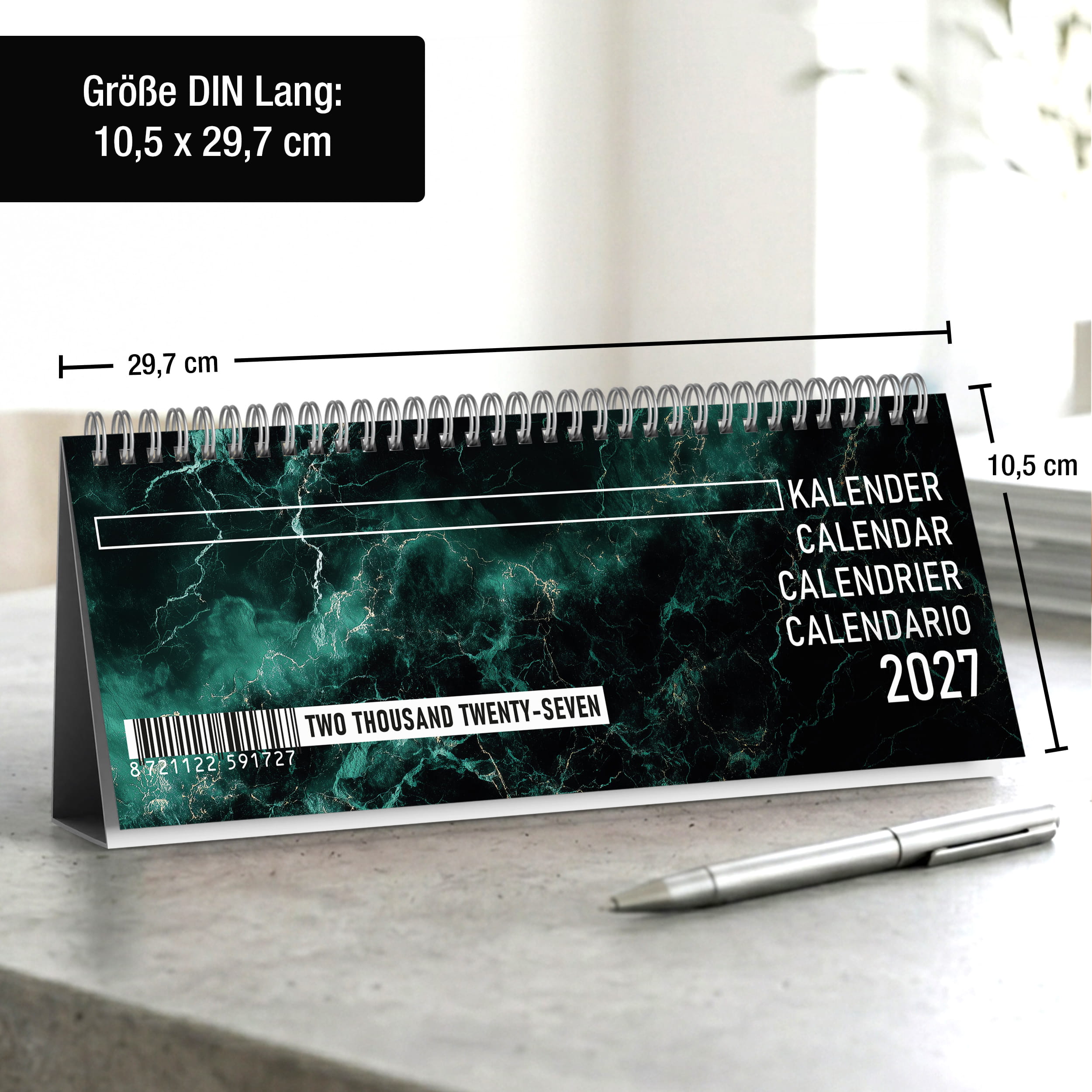 Tischkalender 2027 Emerald Marble
