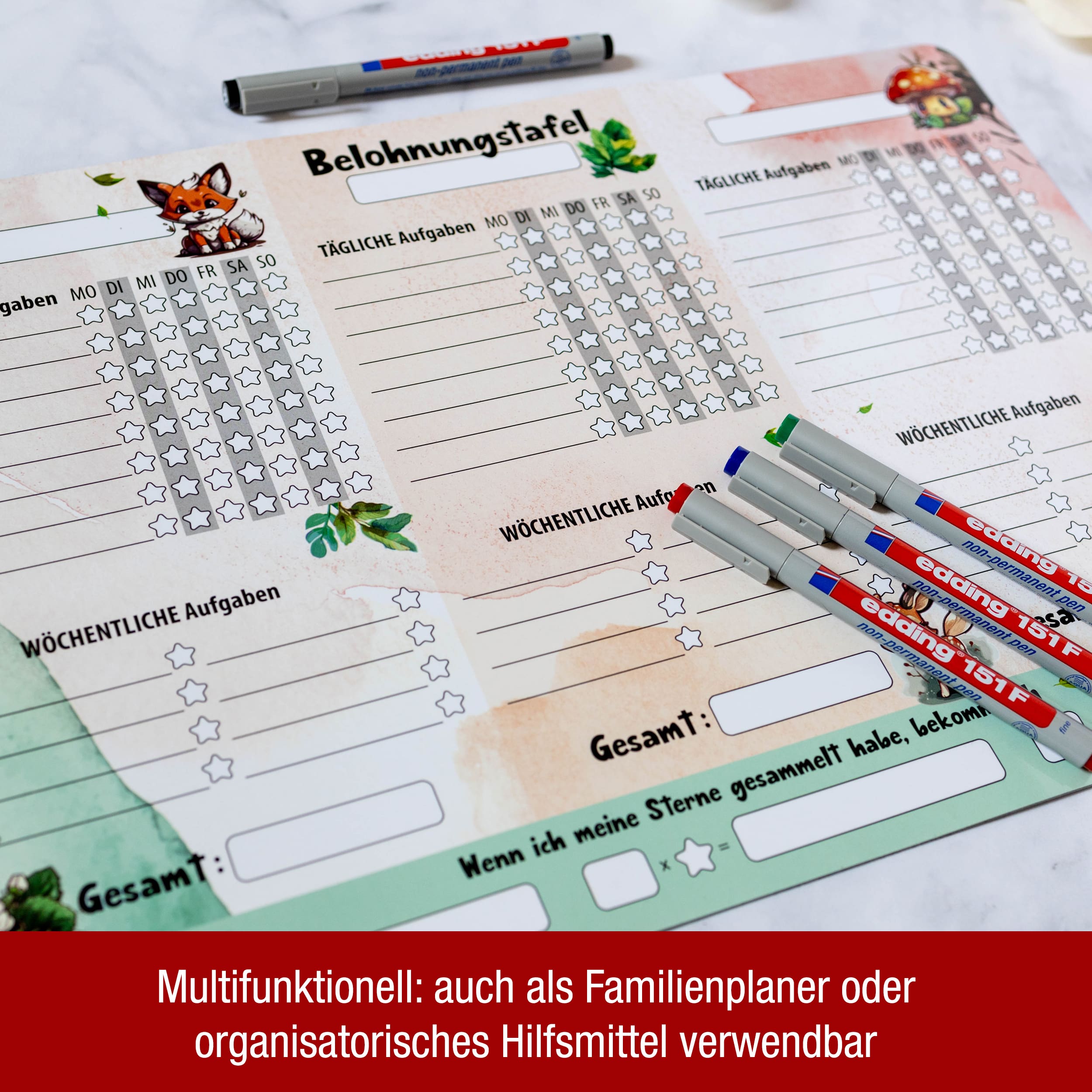 Belohnungstafel Waldtiere magentisch