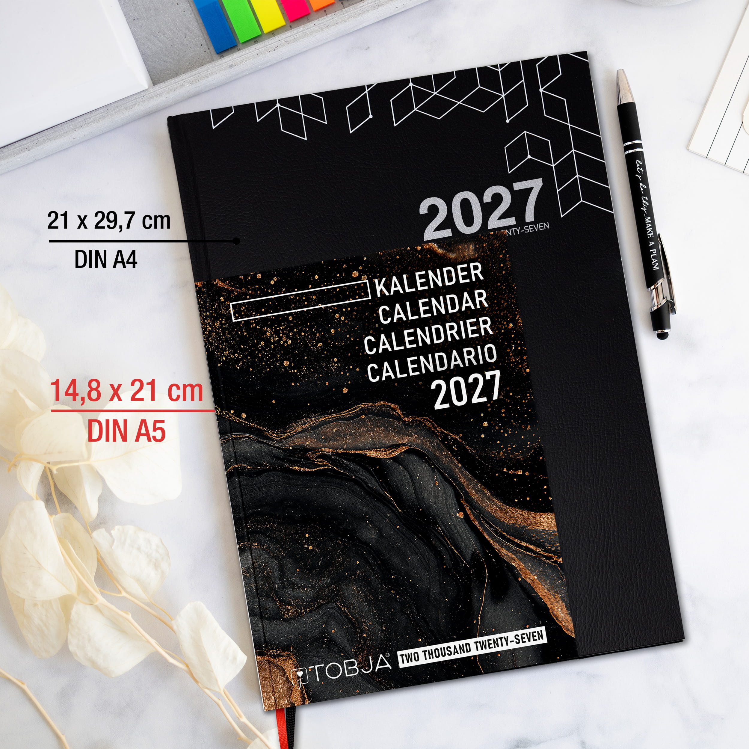 PlanWise Marbel Buchkalender 2027 A5