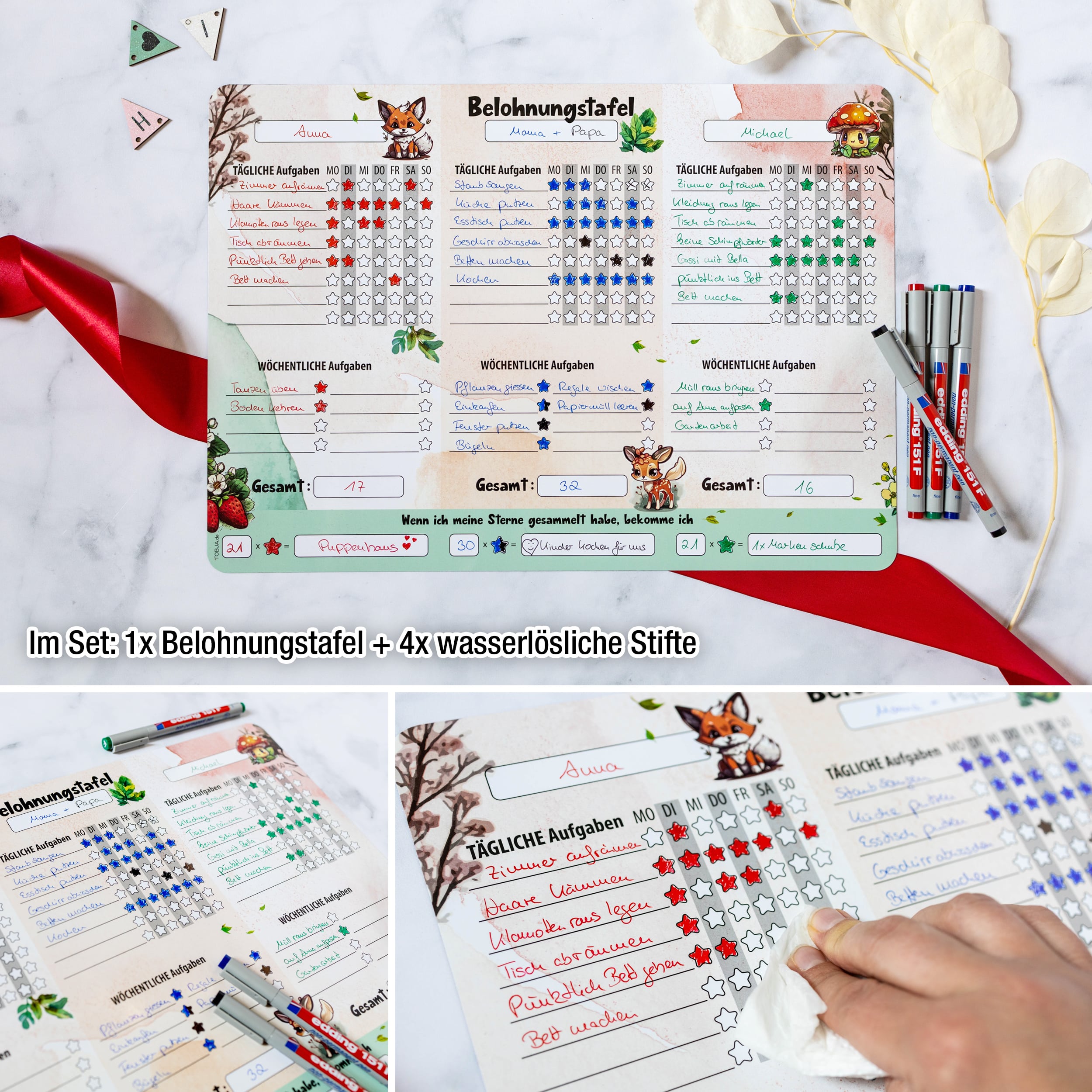 Belohnungstafel Waldtiere magentisch