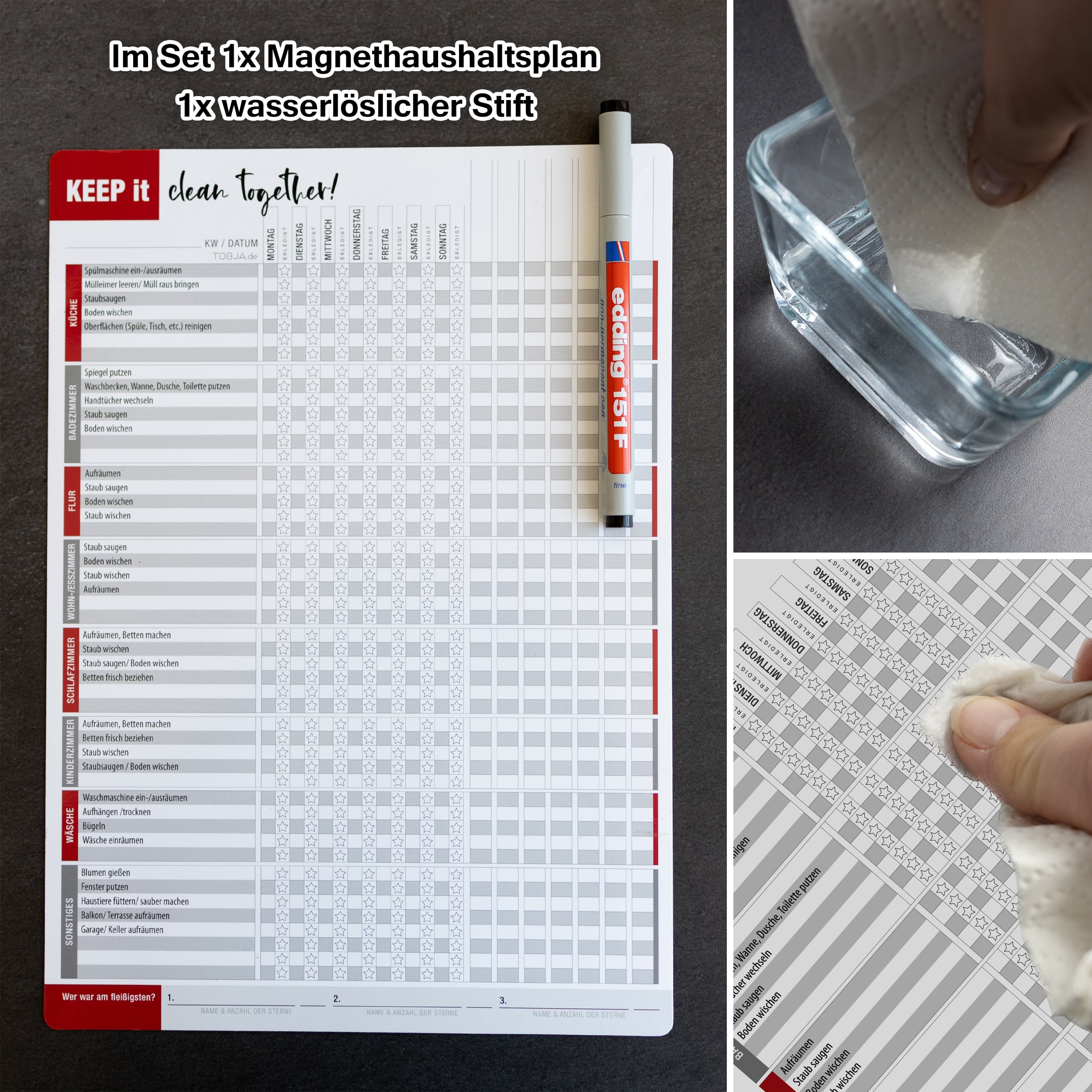 Haushaltsplaner magnetisch inkl. Stift