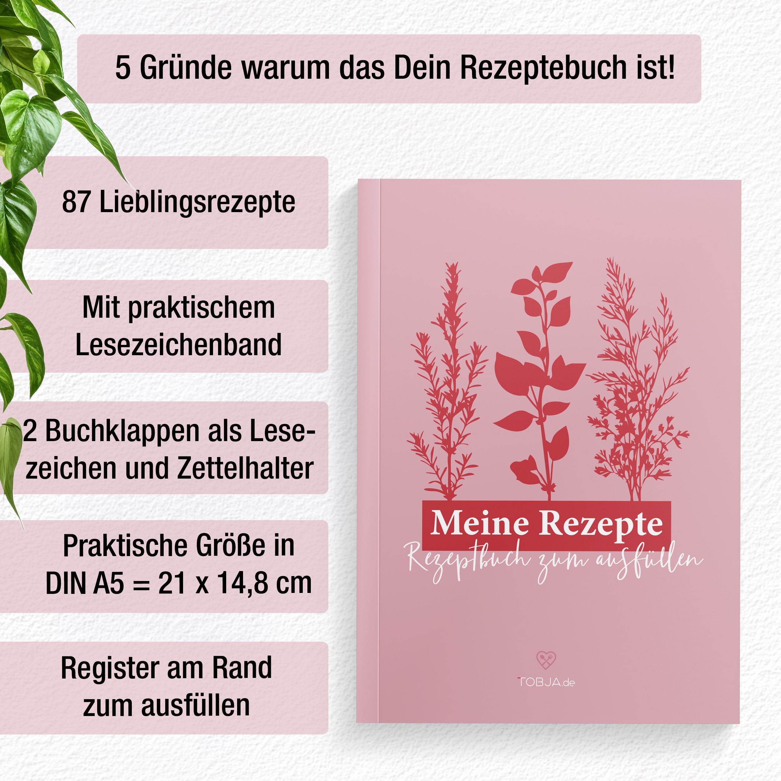 Rezeptbuch "Kräuterrosa" A5 Rezeptbuch "Kräuterrosa" A5