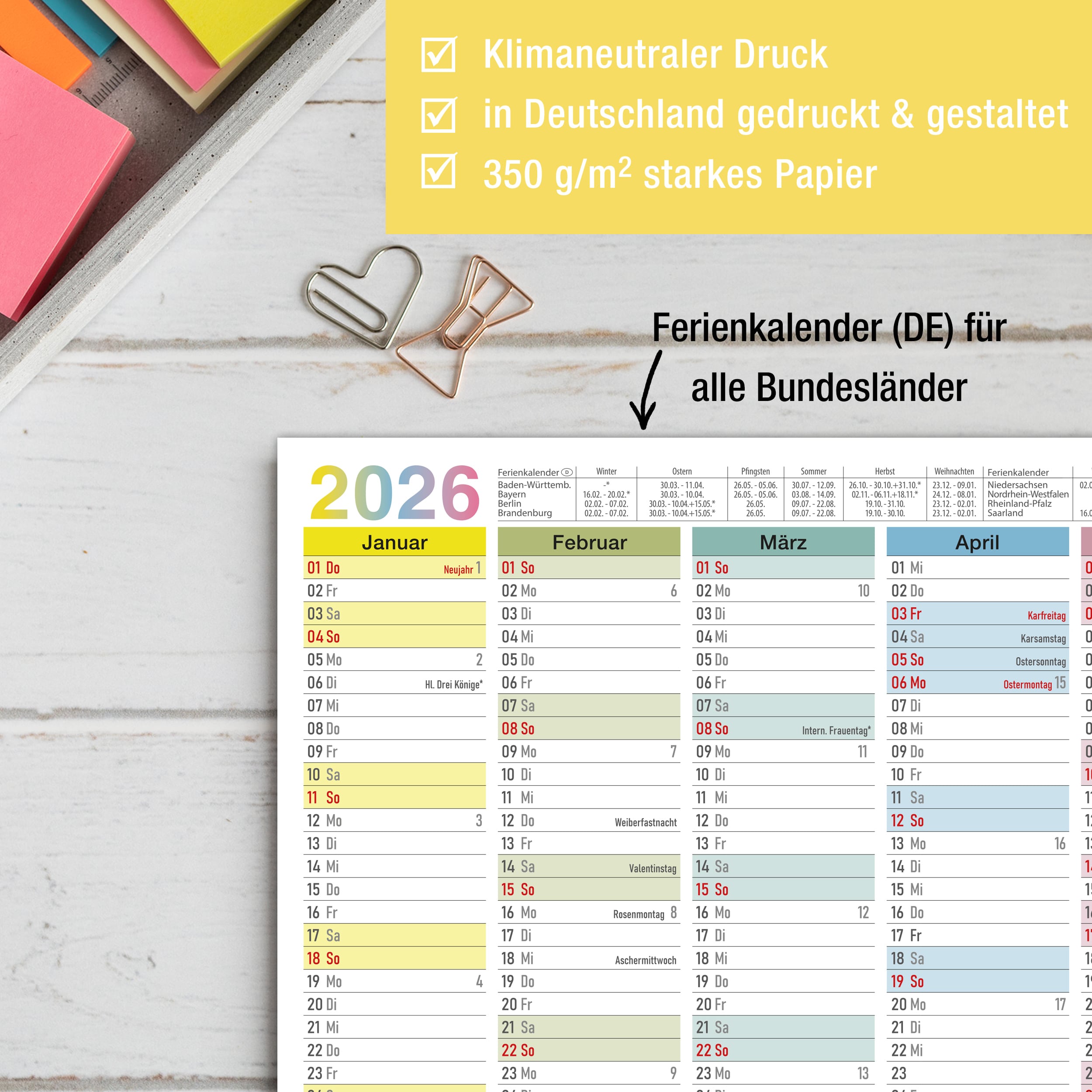 Tafelkalender 2026 "bunt"
