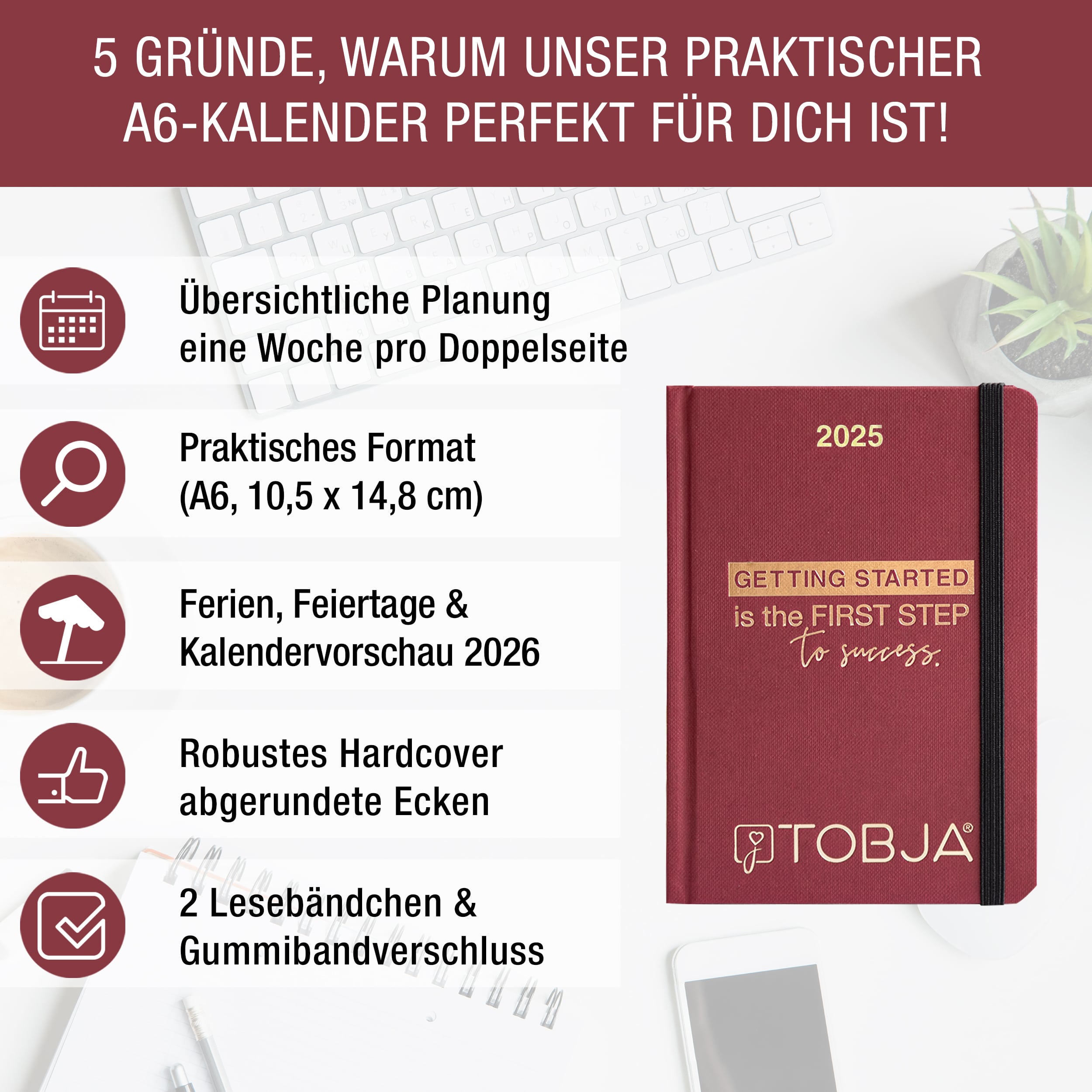Taschenkalender 2025 A6 "Red Success"
