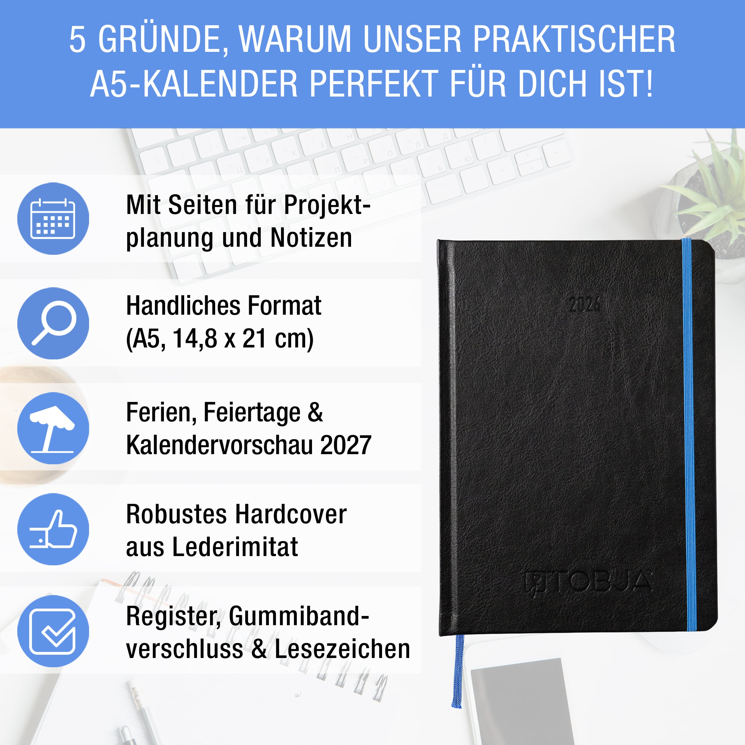 A5 Buchkalender 2026 Nero Blau A5 Buchkalender 2026 Nero Blau