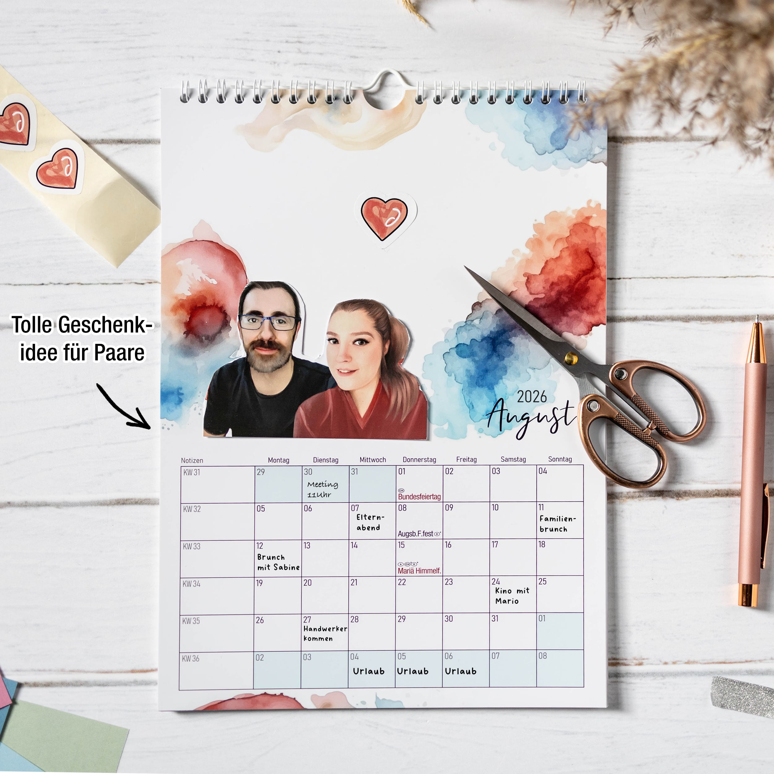 A4 Bastelkalender 2026 "Aquarell"  A4 Bastelkalender 2026 "Aquarell"