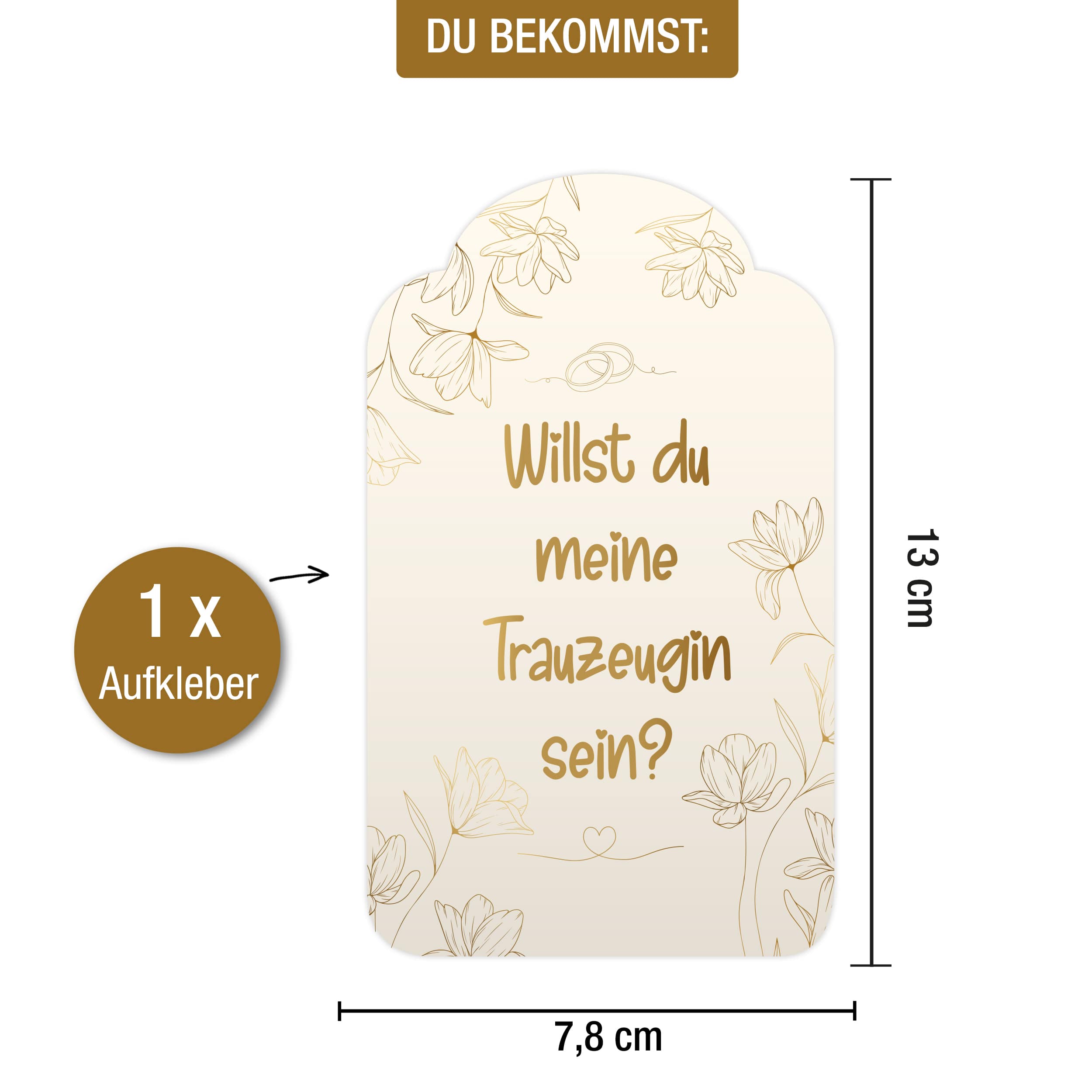 Trauzeugin Aufkleber Beige