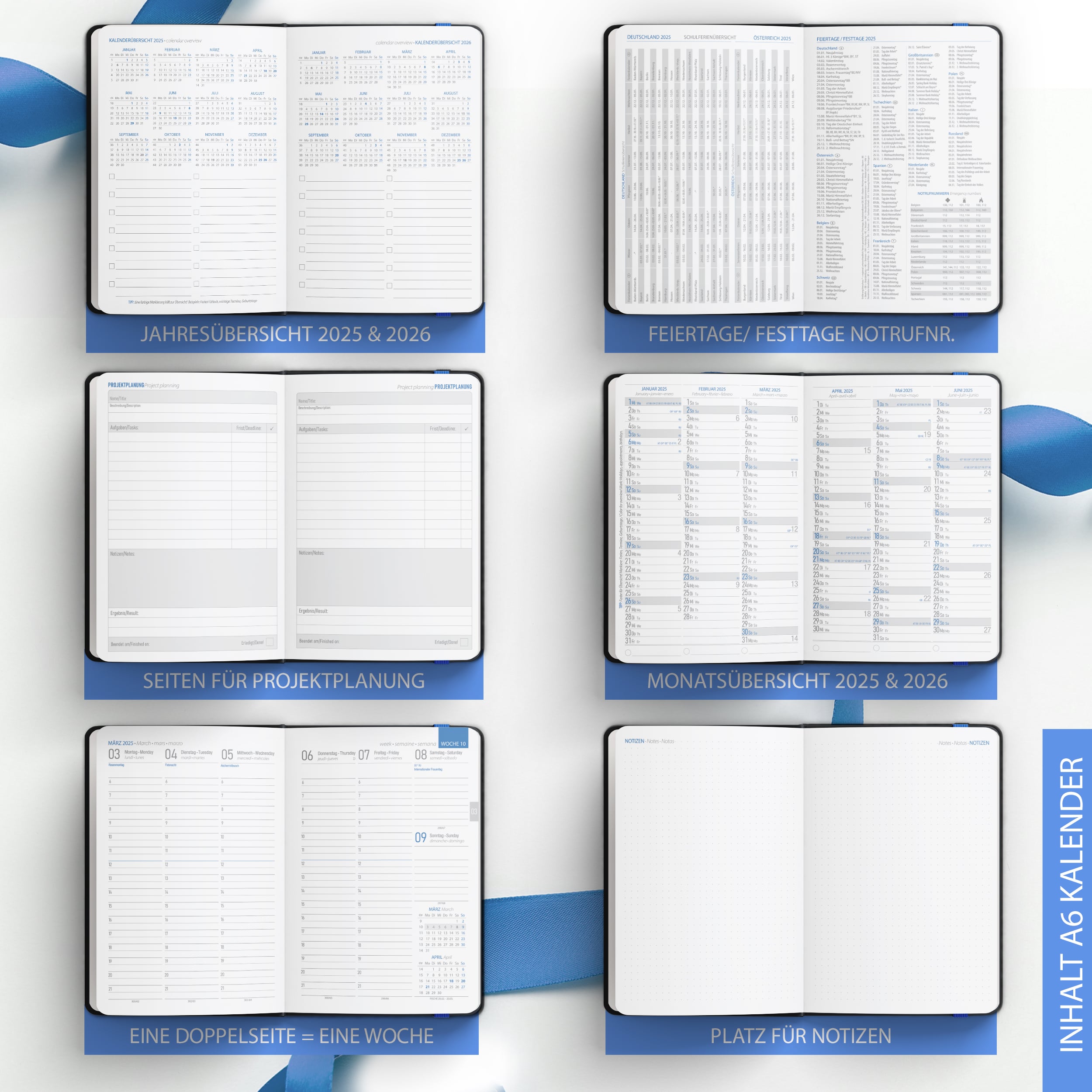 Buchkalender 2025 A5 "Blue Line" Buchkalender 2025 A5 "Blue Line"