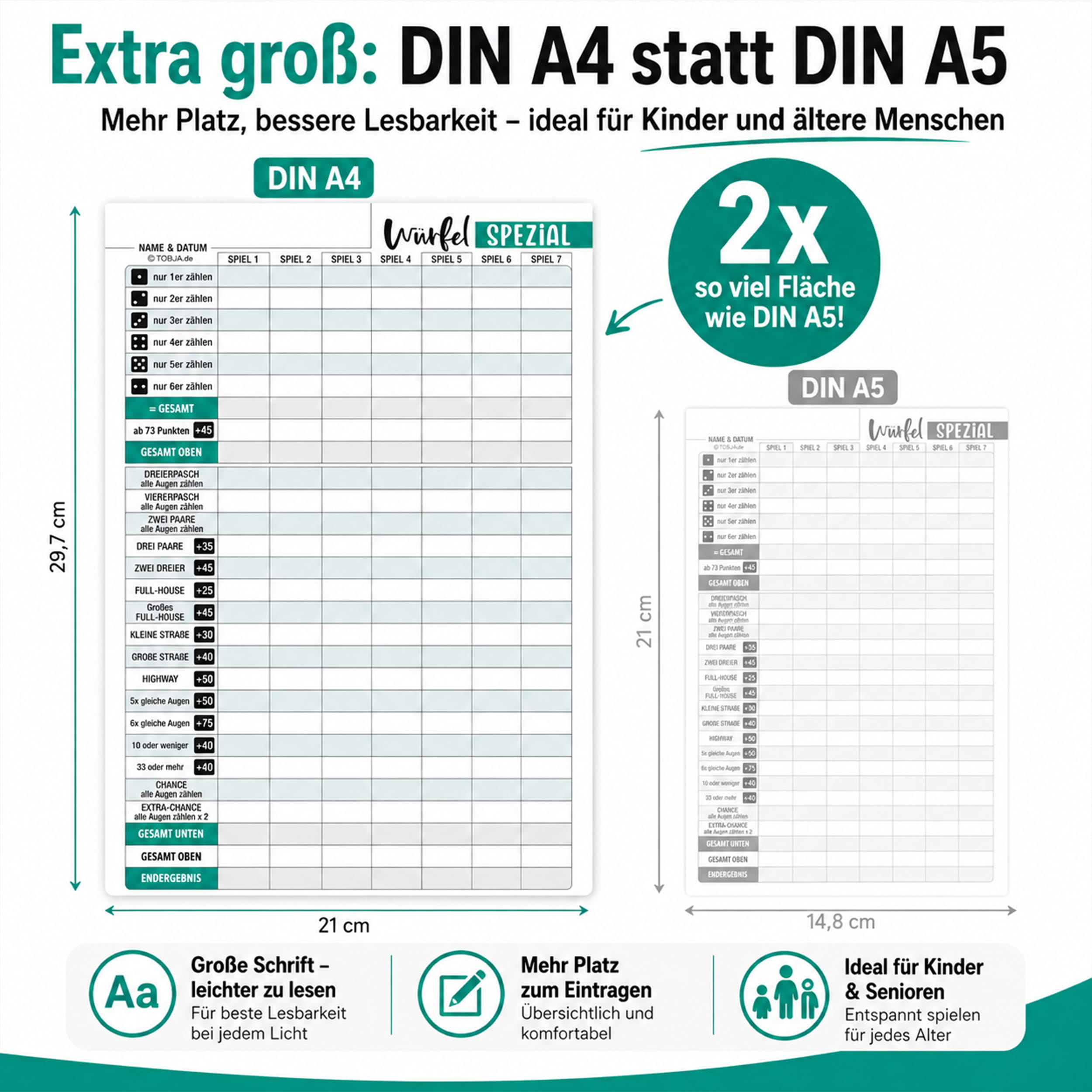 Würfelspiel Block Spezial DIN A4