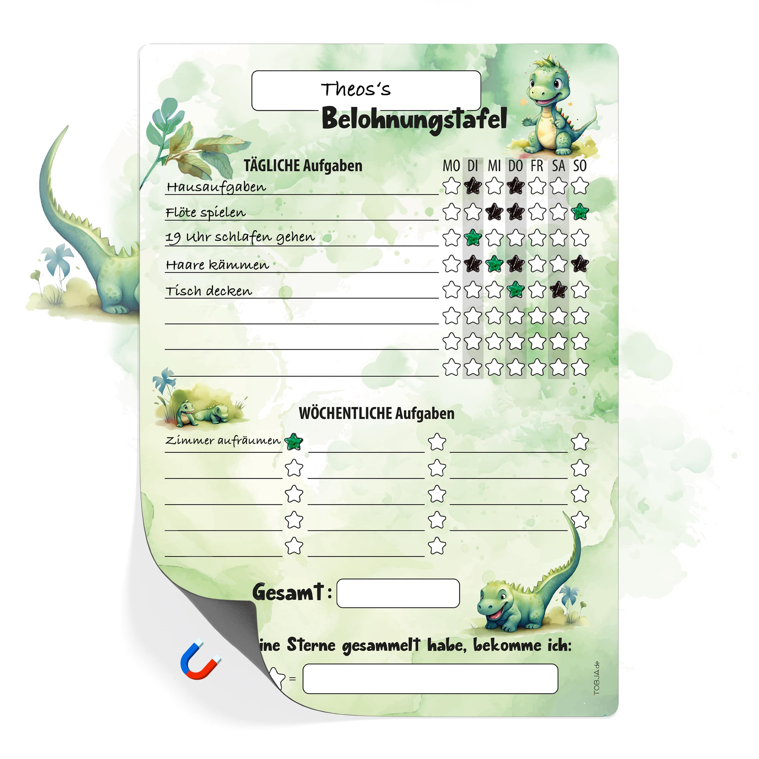 Belohnungstafel A4 magnetisch Dino Belohnungstafel A4 magnetisch Dino + 4 Markenstifte