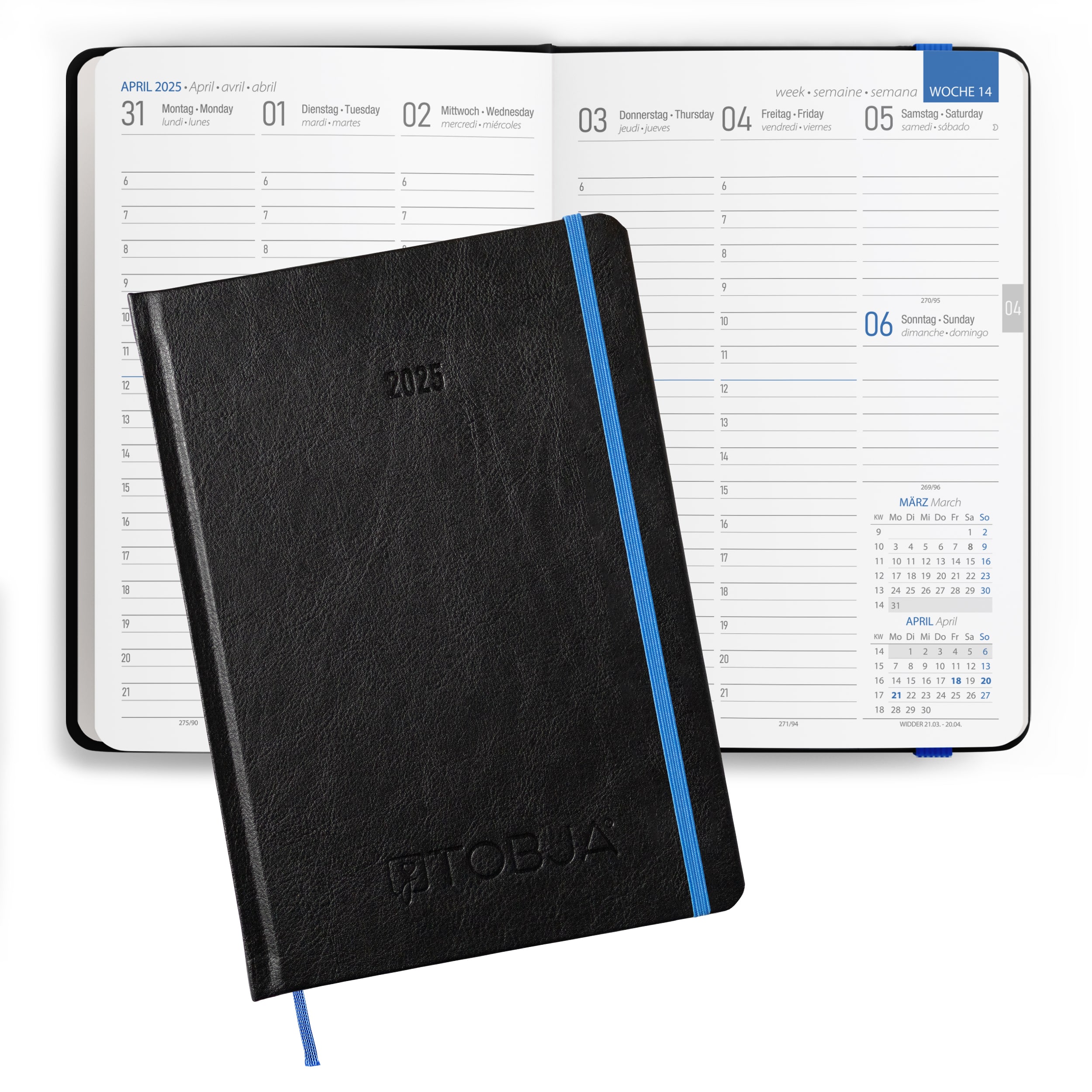 Buchkalender 2025 A5 "Blue Line" Buchkalender 2025 A5 "Blue Line"