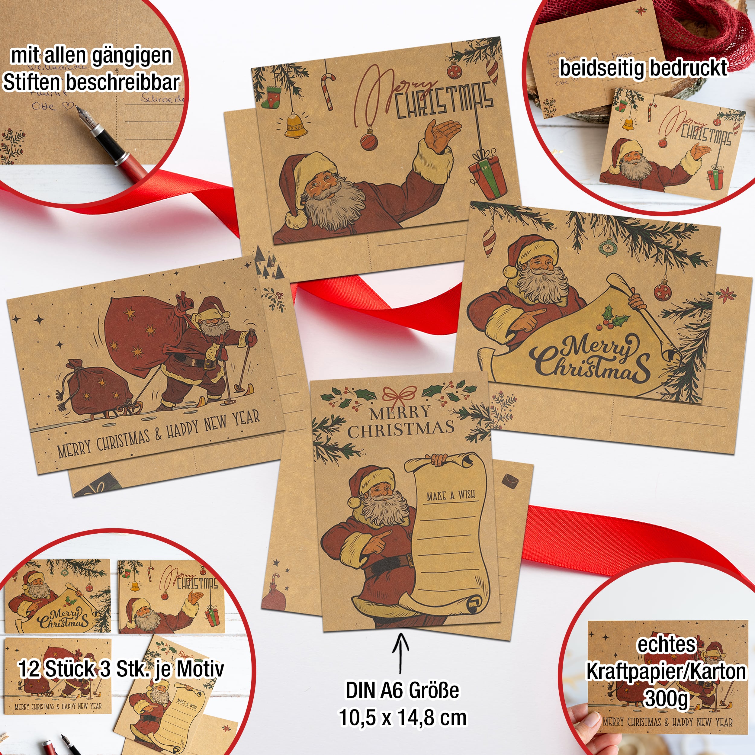 Weihnachtspostkarten "Santa"