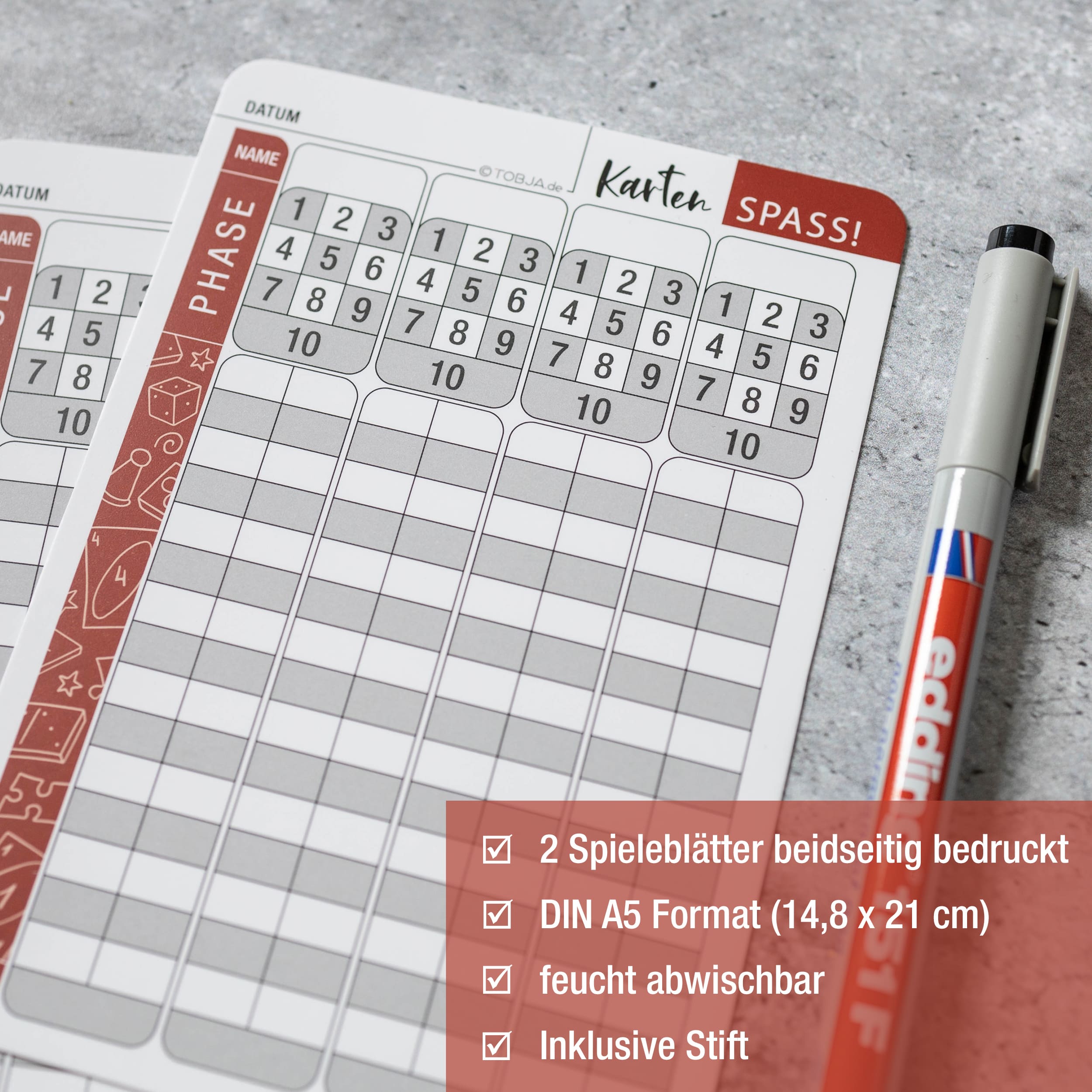 A6 Abwischbare Ersatzblätter Wertungsblatt