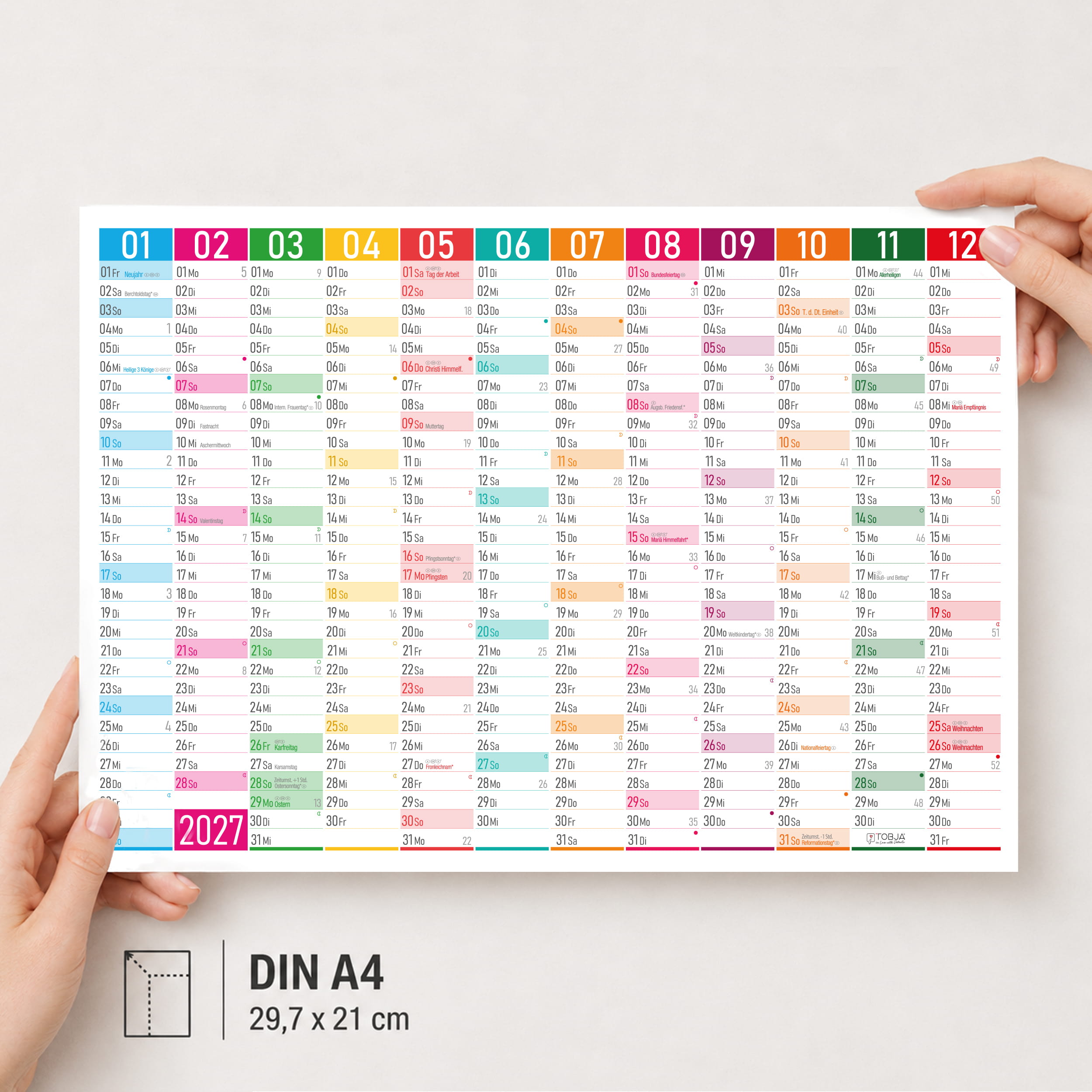 Tafelkalender 2027 Color Blocks A4 - 3er Set