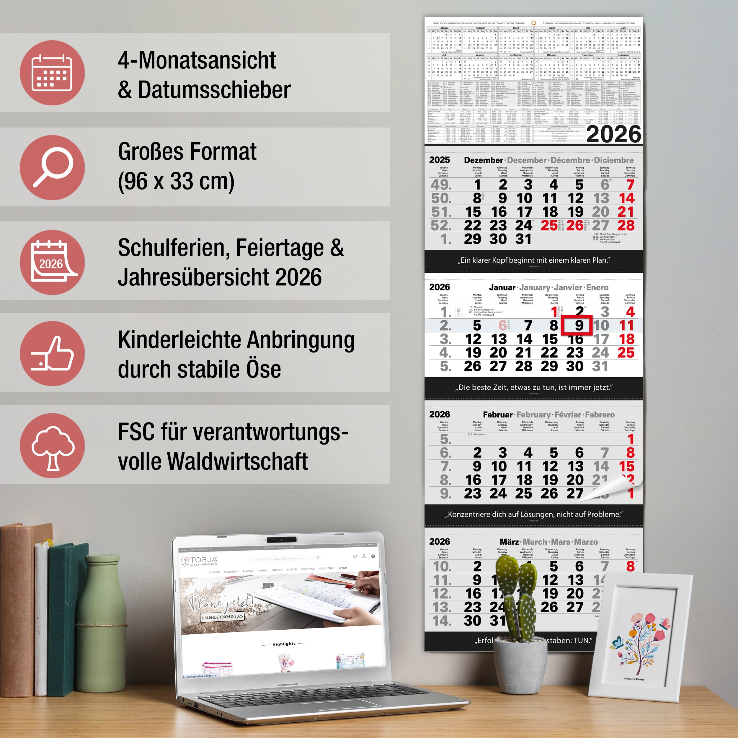 4 Monatskalender 2026 Wandkalender 4 Monatskalender 2026 Wandkalender