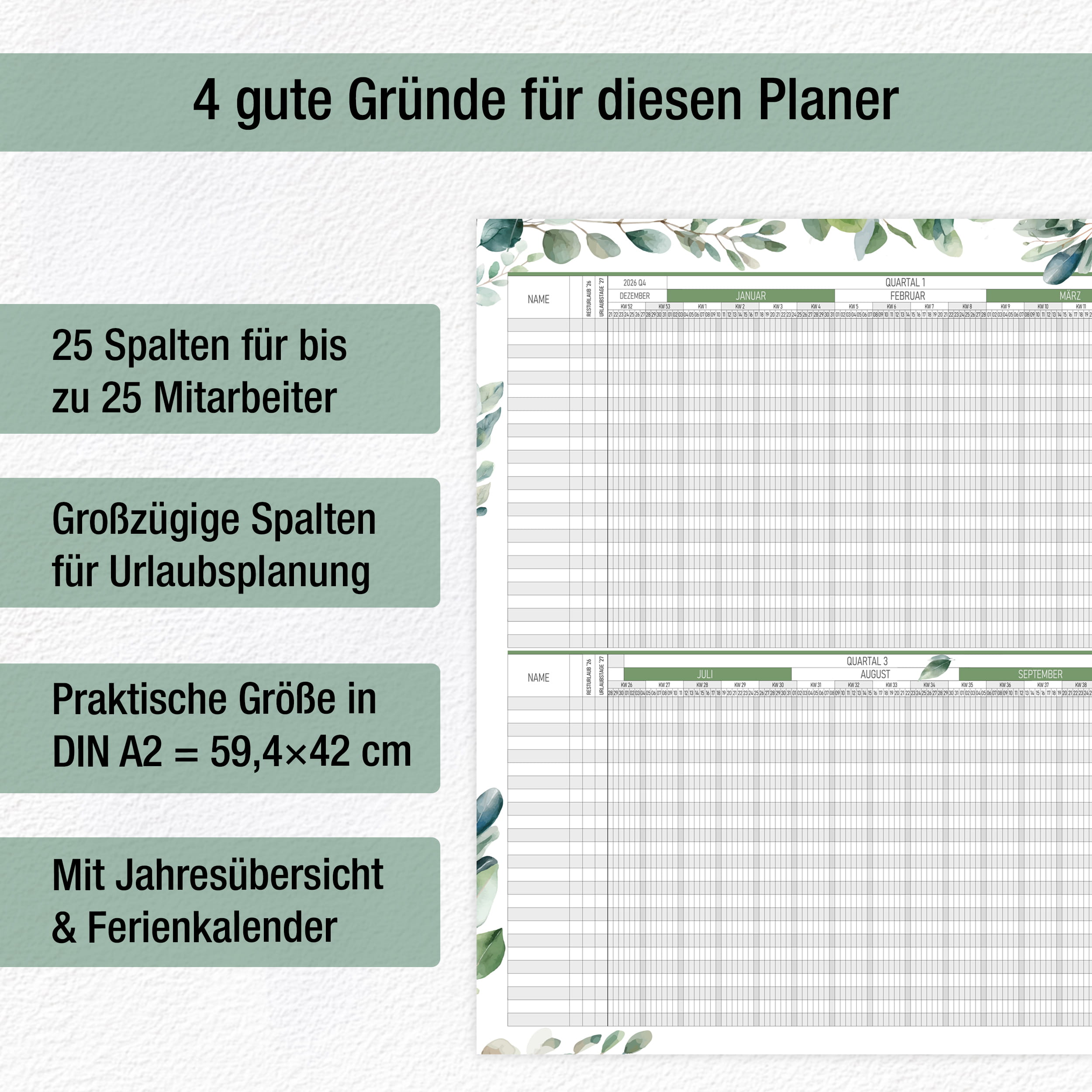 Urlaubsplaner 2027 Eukalyptus A2