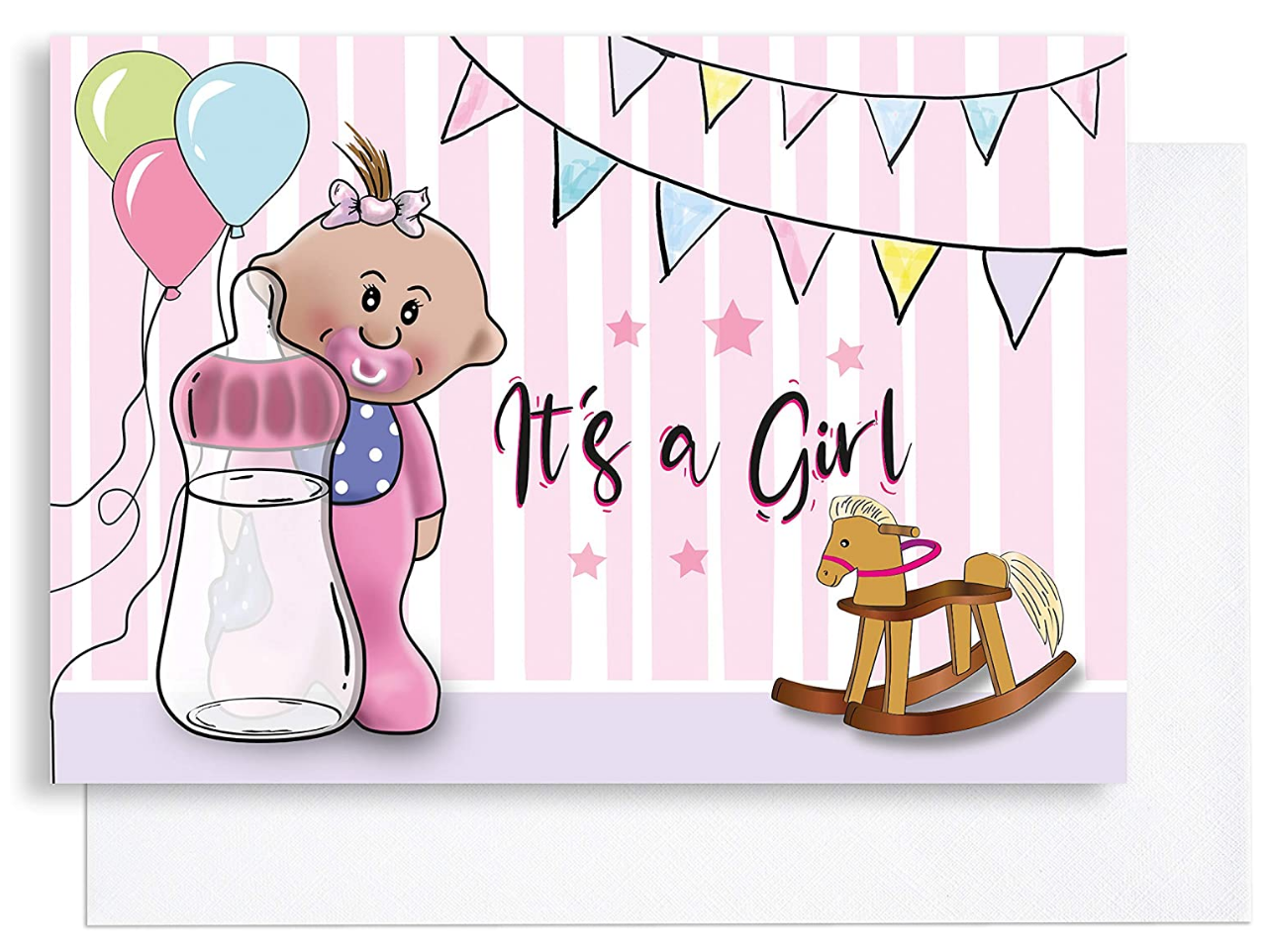 Glückwunschkarte zur Geburt eines Mädchens "Girl" inkl. Umschlag