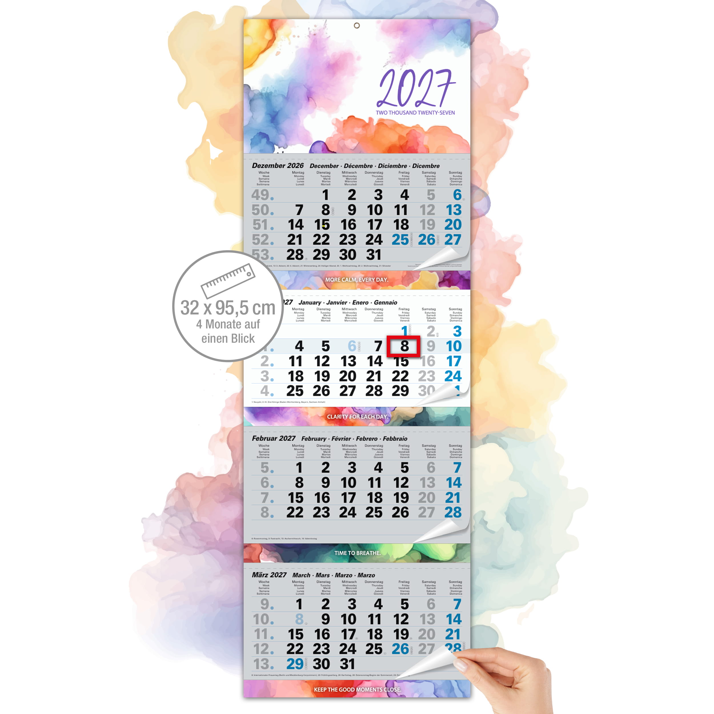 4-Monatskalender 2027 „Aquarell Splash"