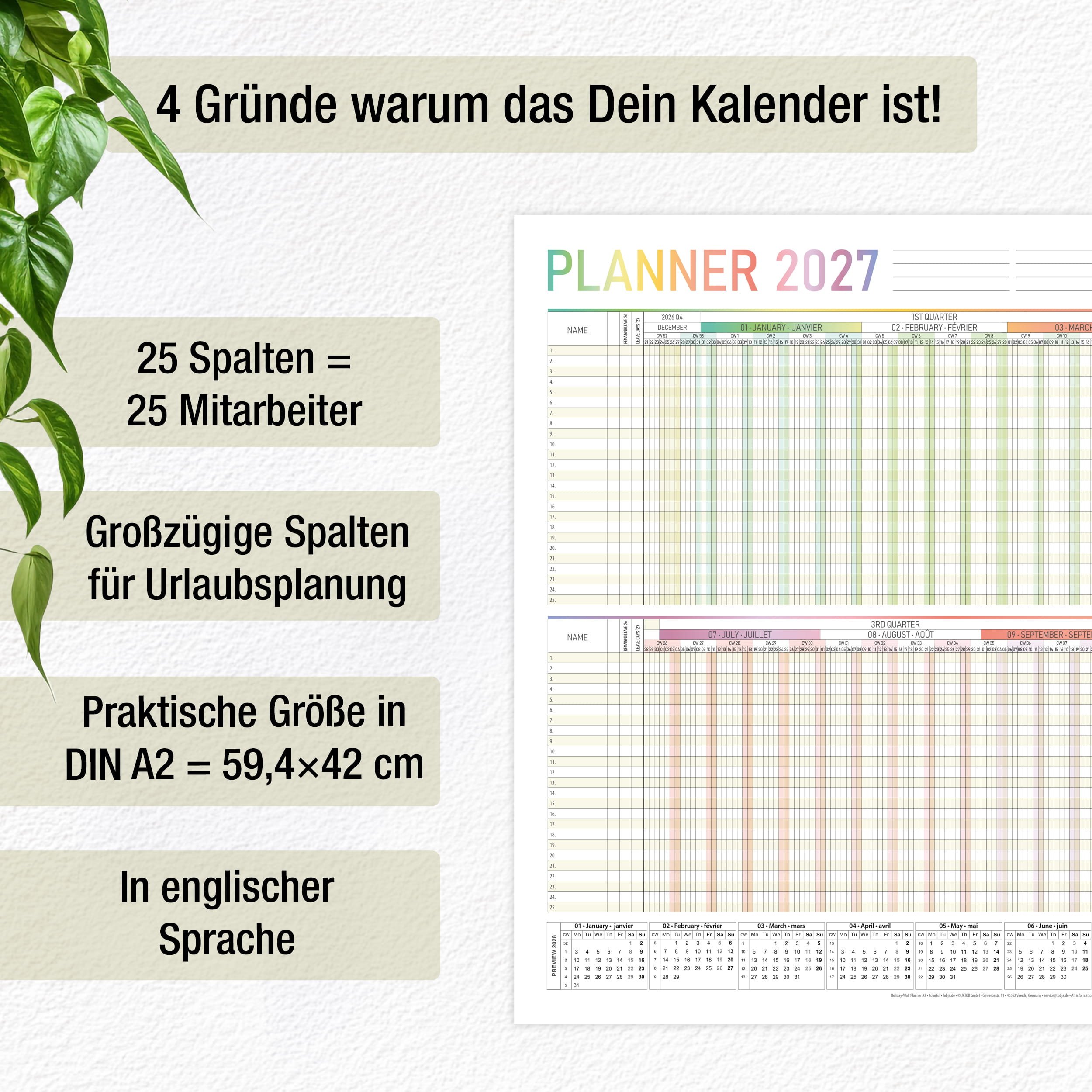 Urlaubsplaner 2027 EU Englisch A2